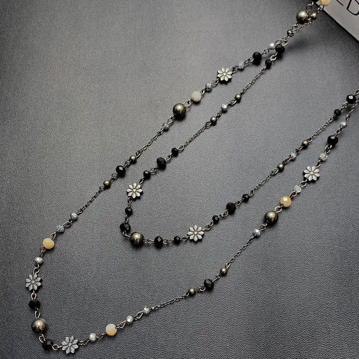 Accessories Vintage Beaded Floral Long Layered Bohemian Necklace