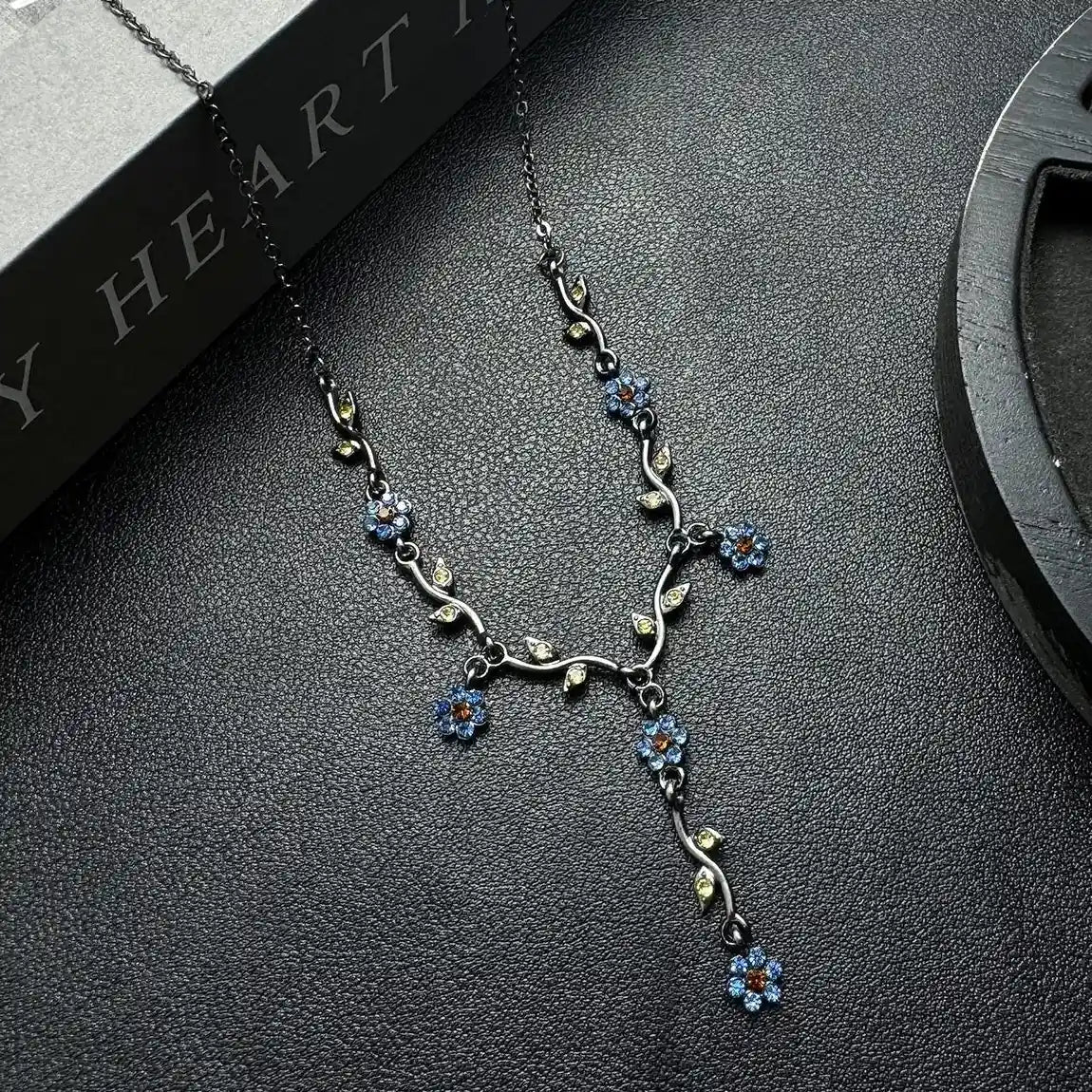 Vintage Blue Floral Pendant Necklace