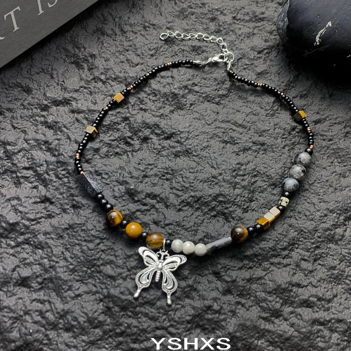 Vintage Butterfly Beaded Choker