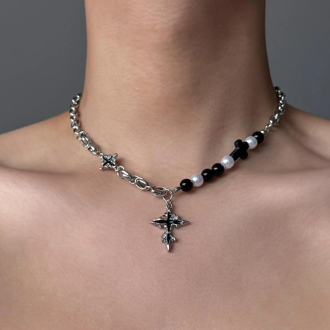 Accessories Vintage Cross Pearl Pendant Necklace