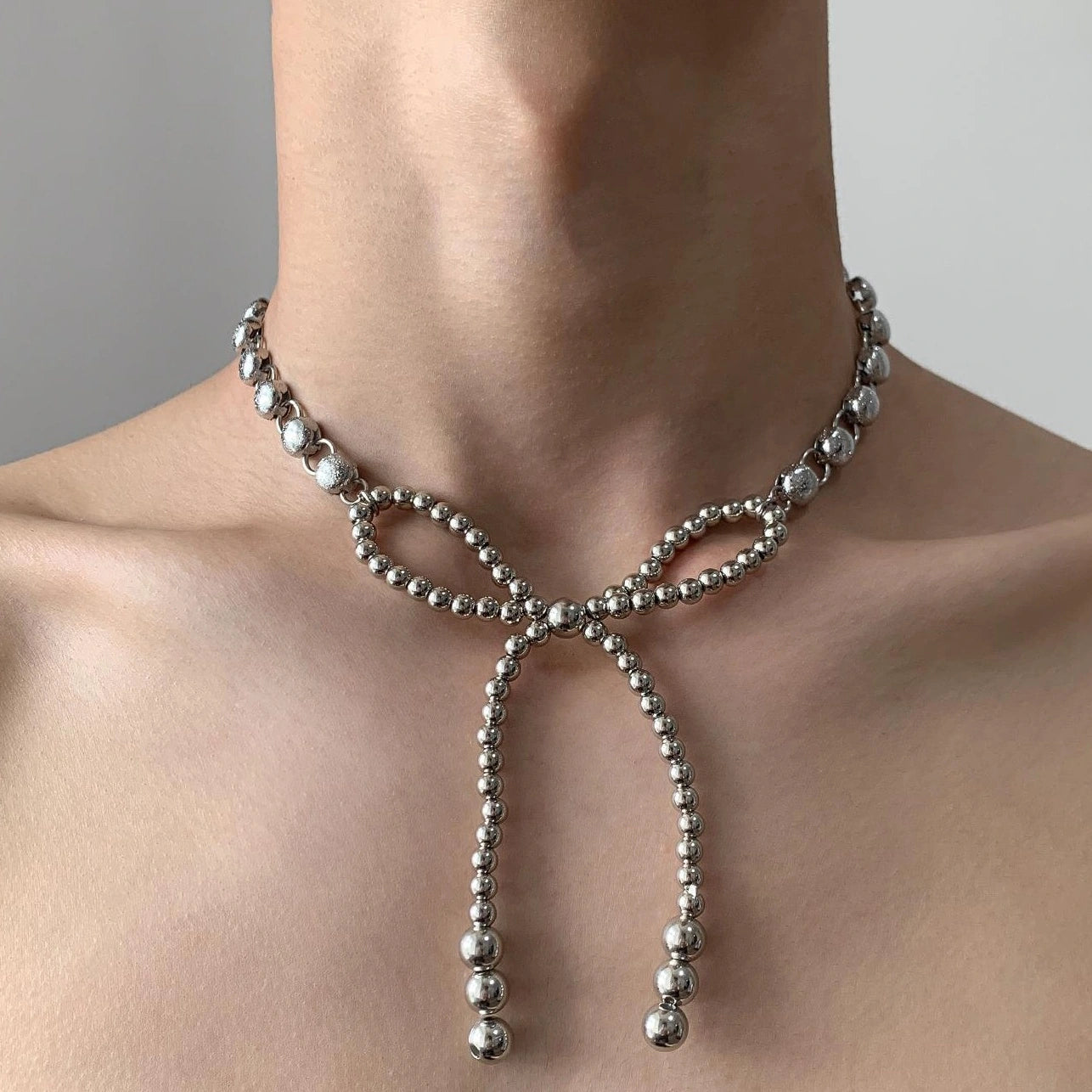 Accessories Vintage Crystal Bow Chain Necklace