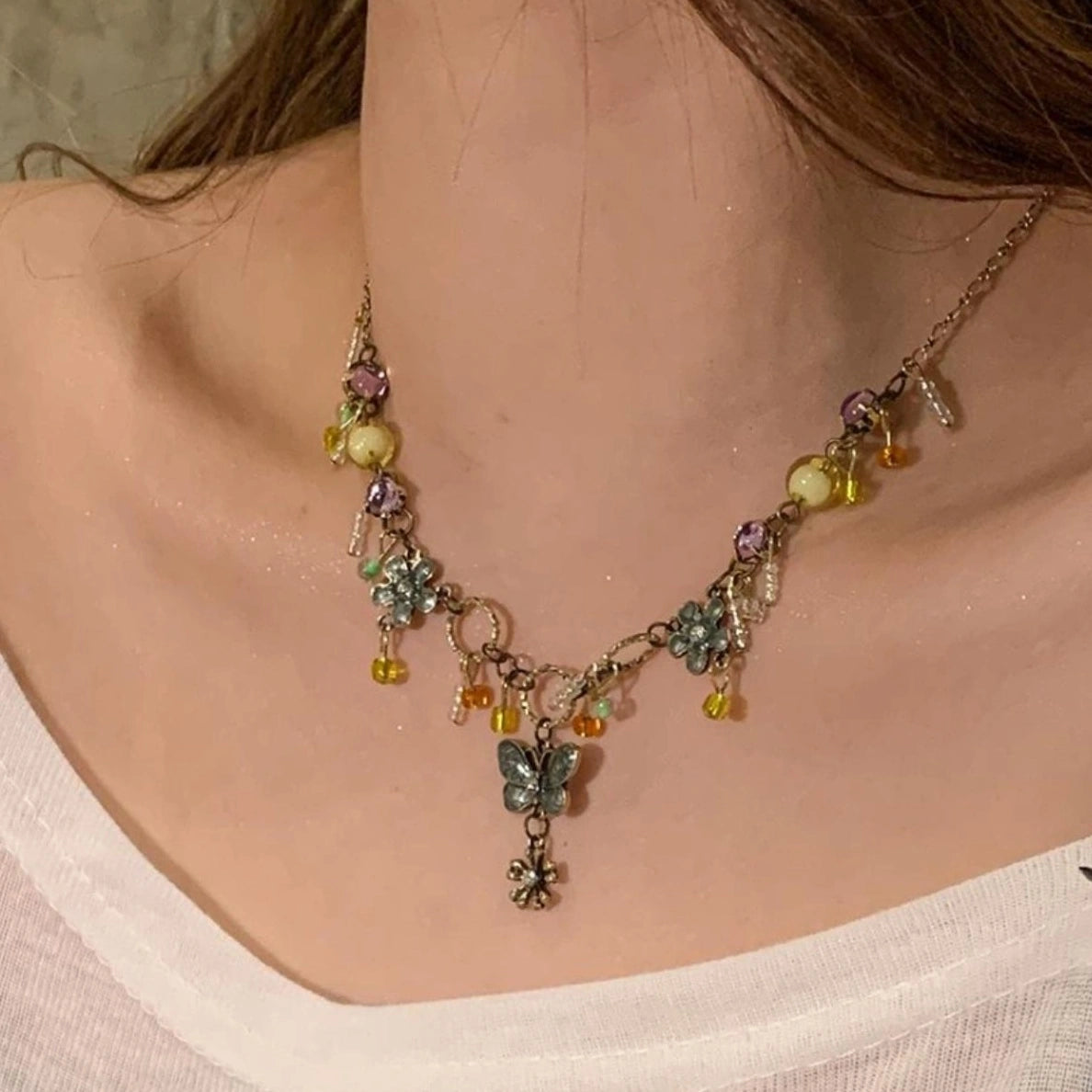 Accessories Vintage Floral Butterfly Choker