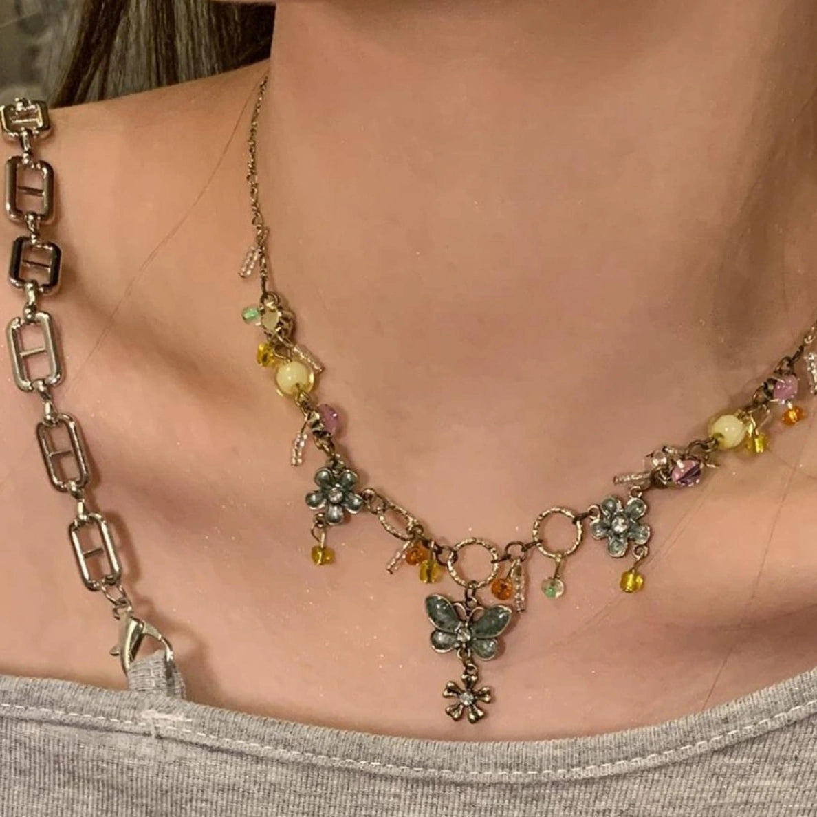 Accessories Vintage Floral Butterfly Choker