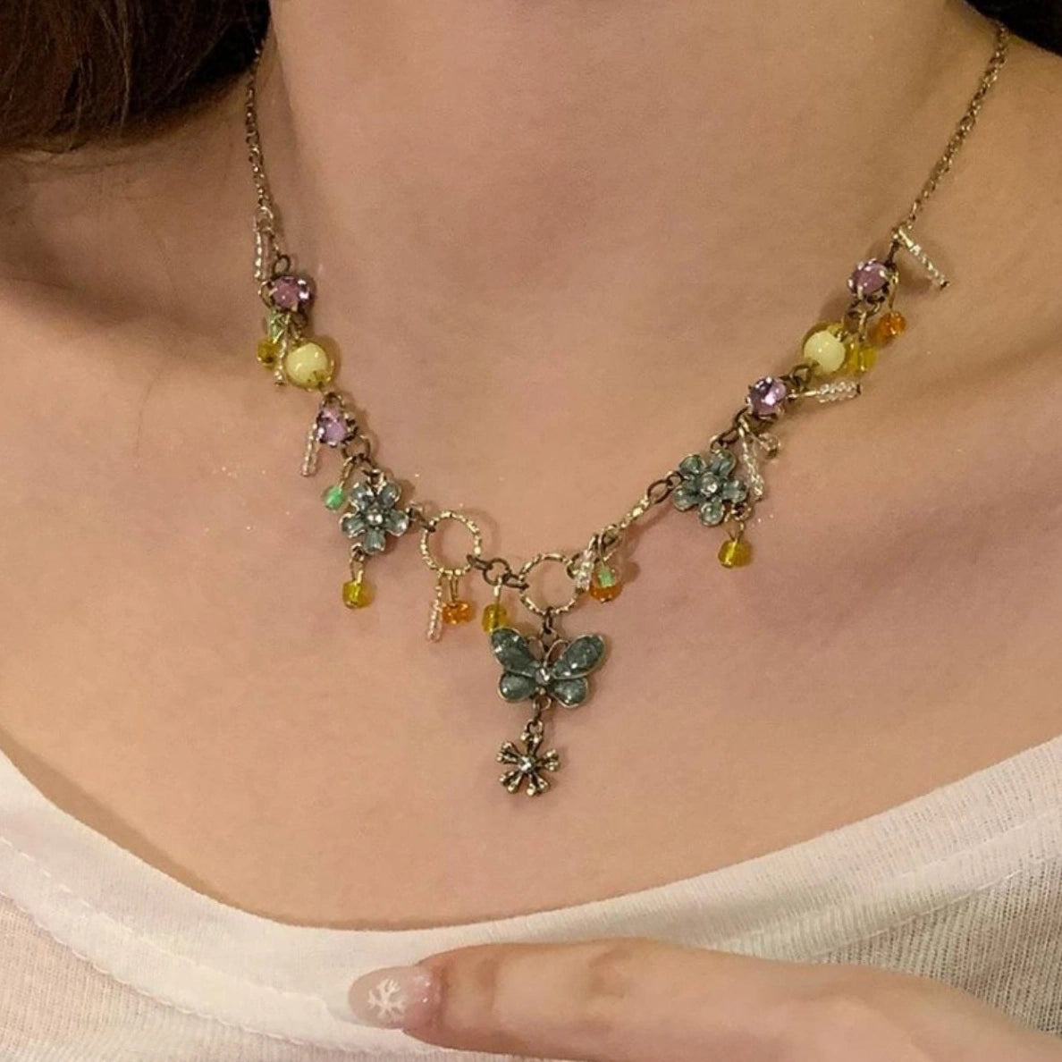 Accessories Vintage Floral Butterfly Choker