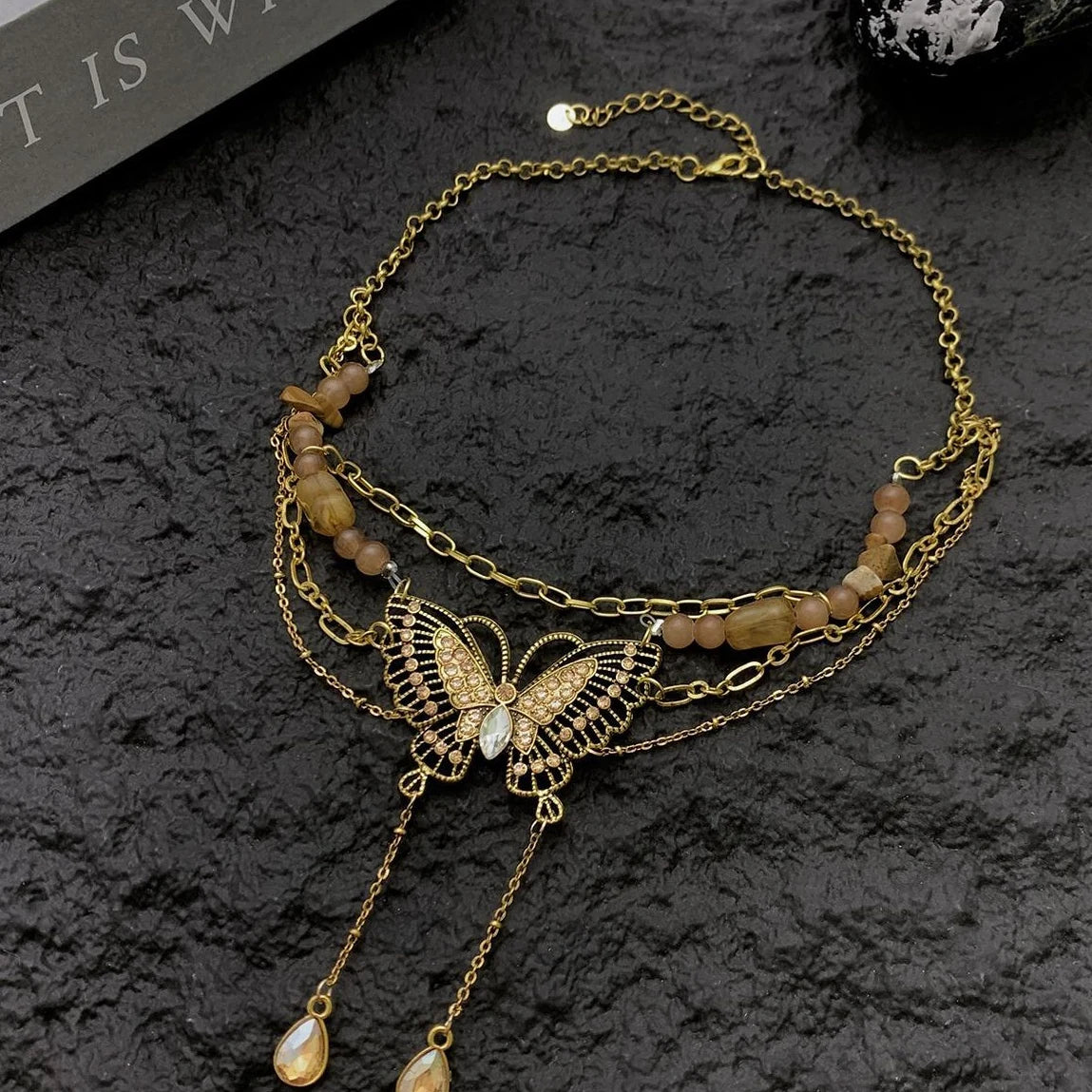 Accessories Vintage Golden Butterfly Tassel Necklace