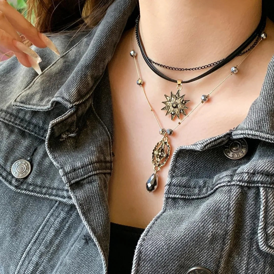 Accessories Vintage Gothic Layered Leather Choker