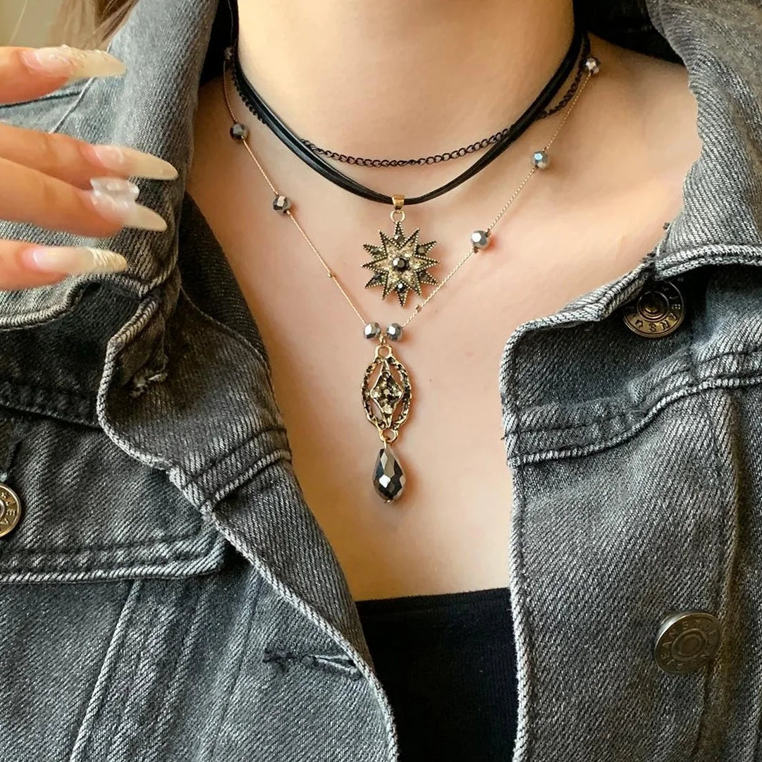 Accessories Vintage Gothic Layered Leather Choker