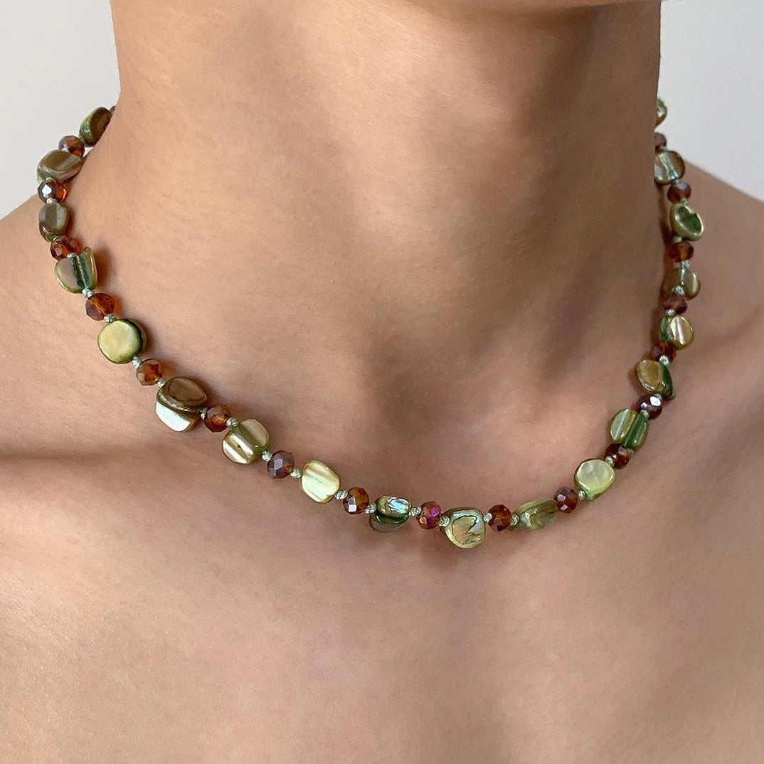 Accessories Vintage Green Stone Beaded Choker Necklace