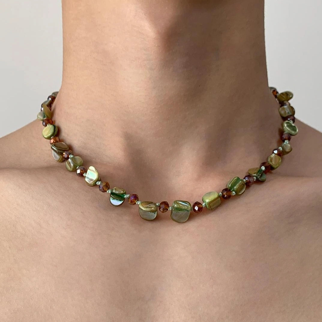Accessories Vintage Green Stone Beaded Choker Necklace