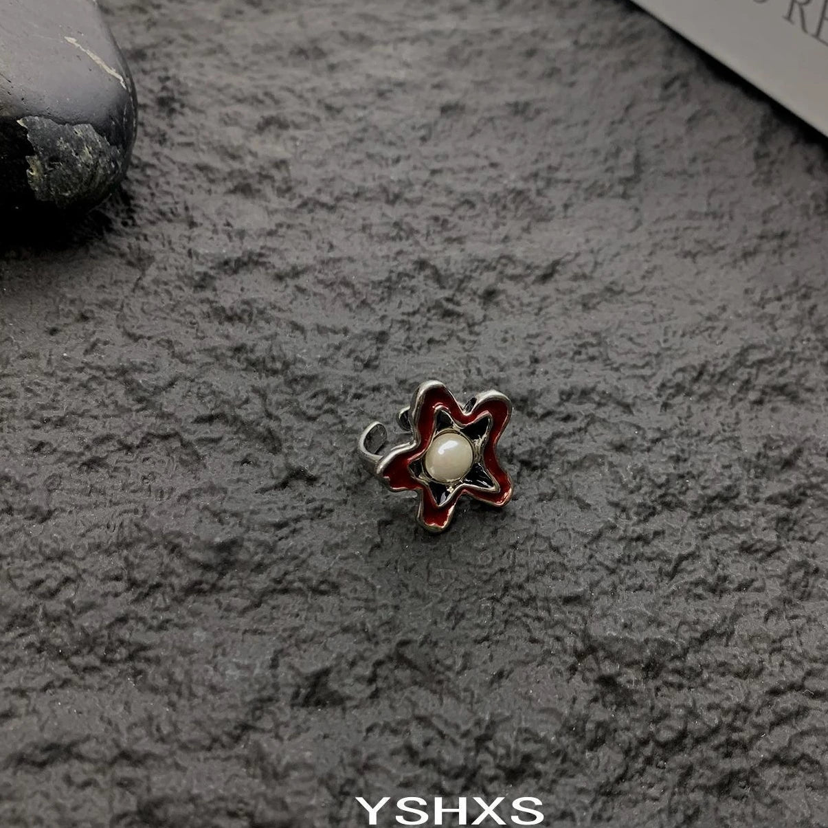 Accessories Vintage Red Floral Adjustable Open Ring