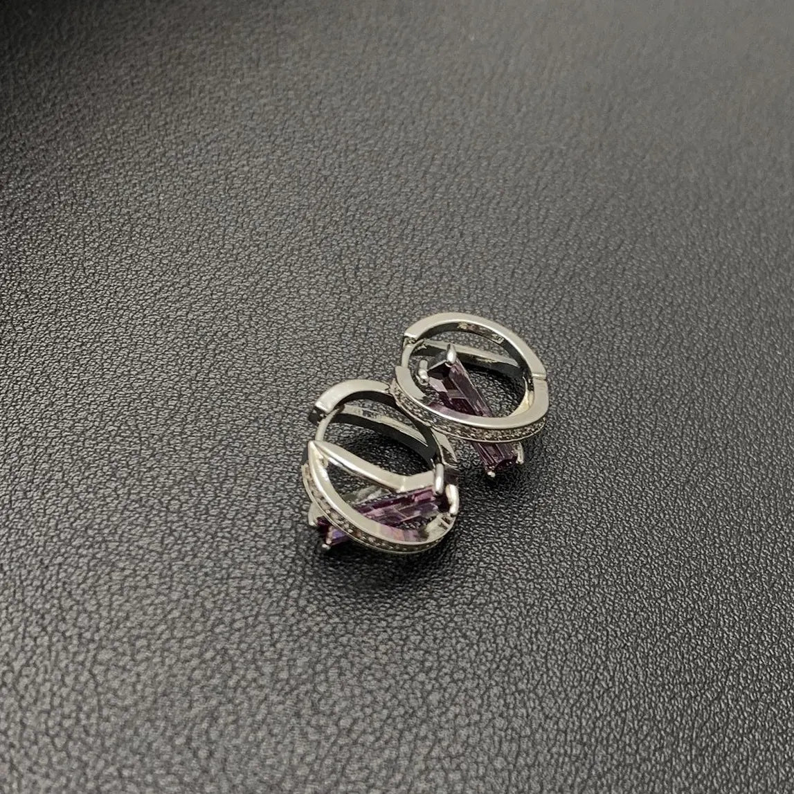 Accessories Violet French Cross Minimalist Earrings