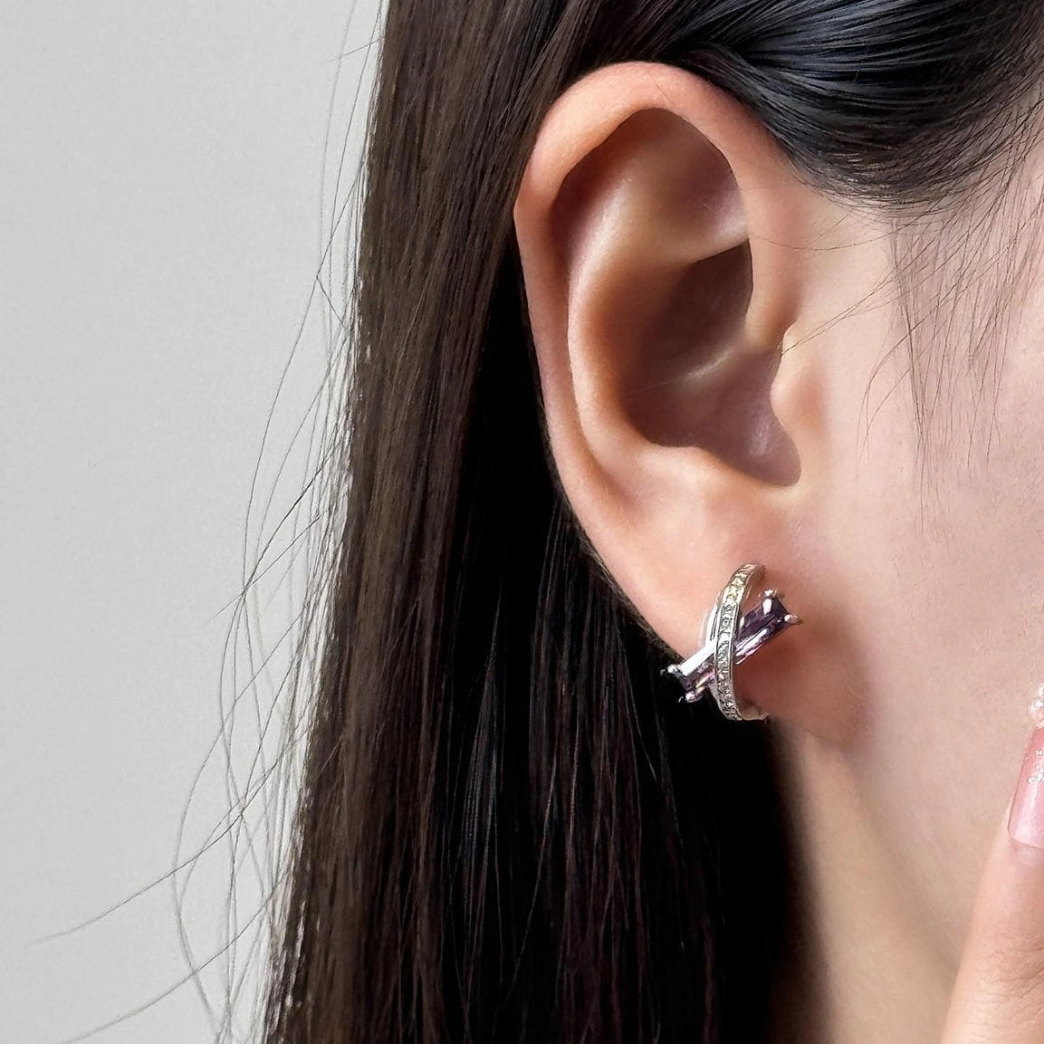 Accessories Violet French Cross Minimalist Earrings