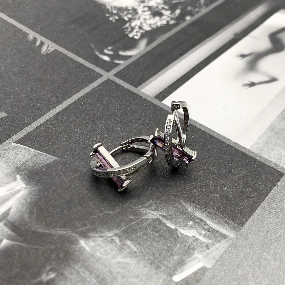 Accessories Violet French Cross Minimalist Earrings