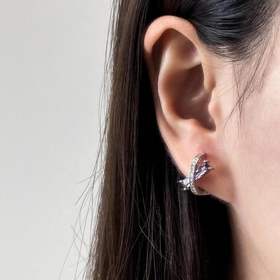 Accessories Violet French Cross Minimalist Earrings