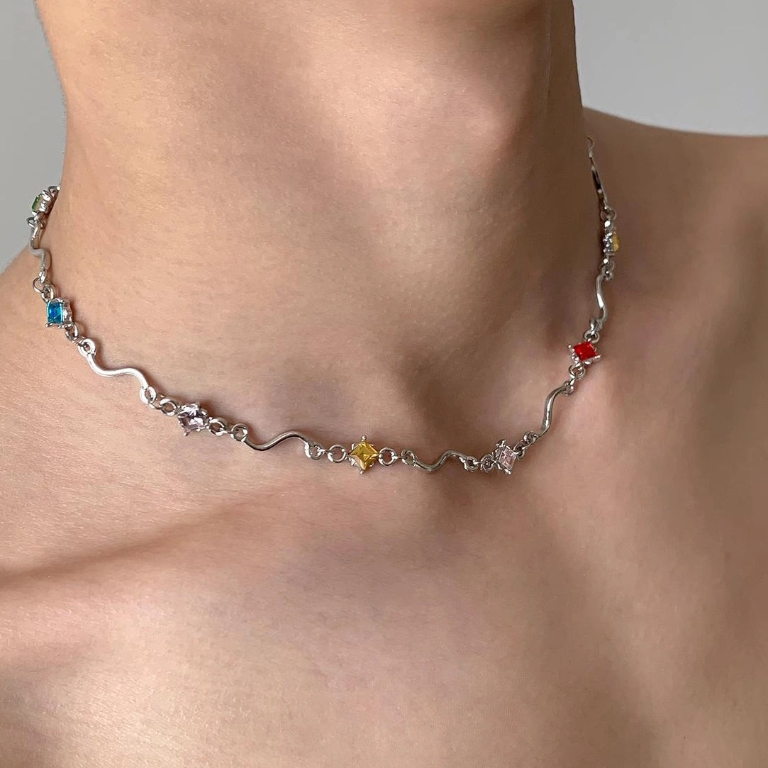 Accessories Wave Zircon Necklace