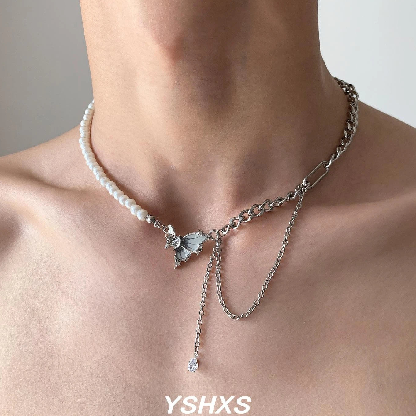 Accessories Zircon Fringe Pearl Choker Necklace