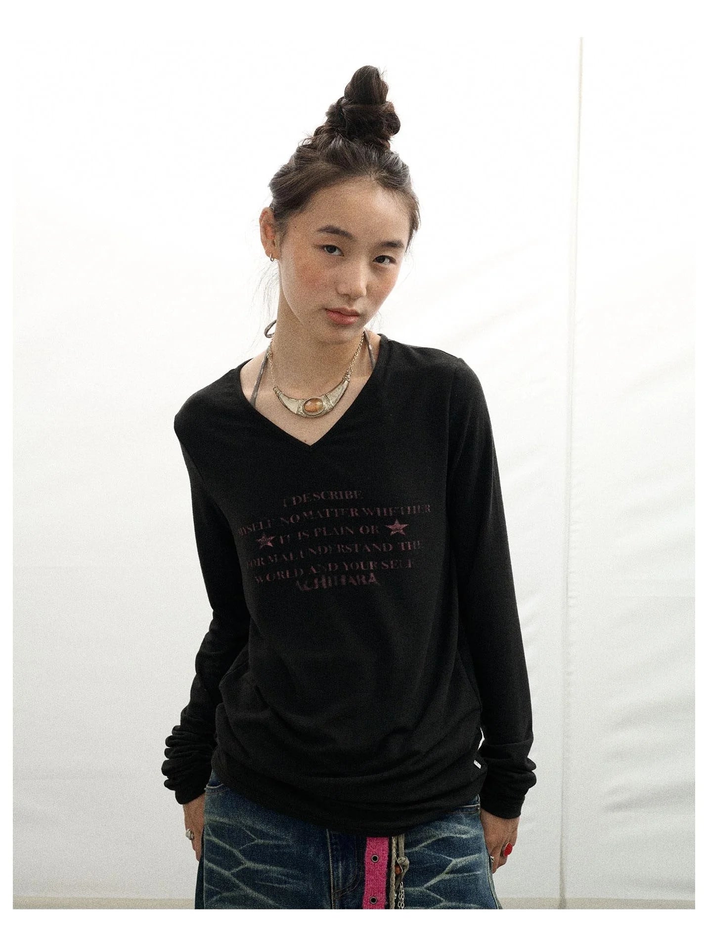 Letter Long-Sleeved T-Shirt