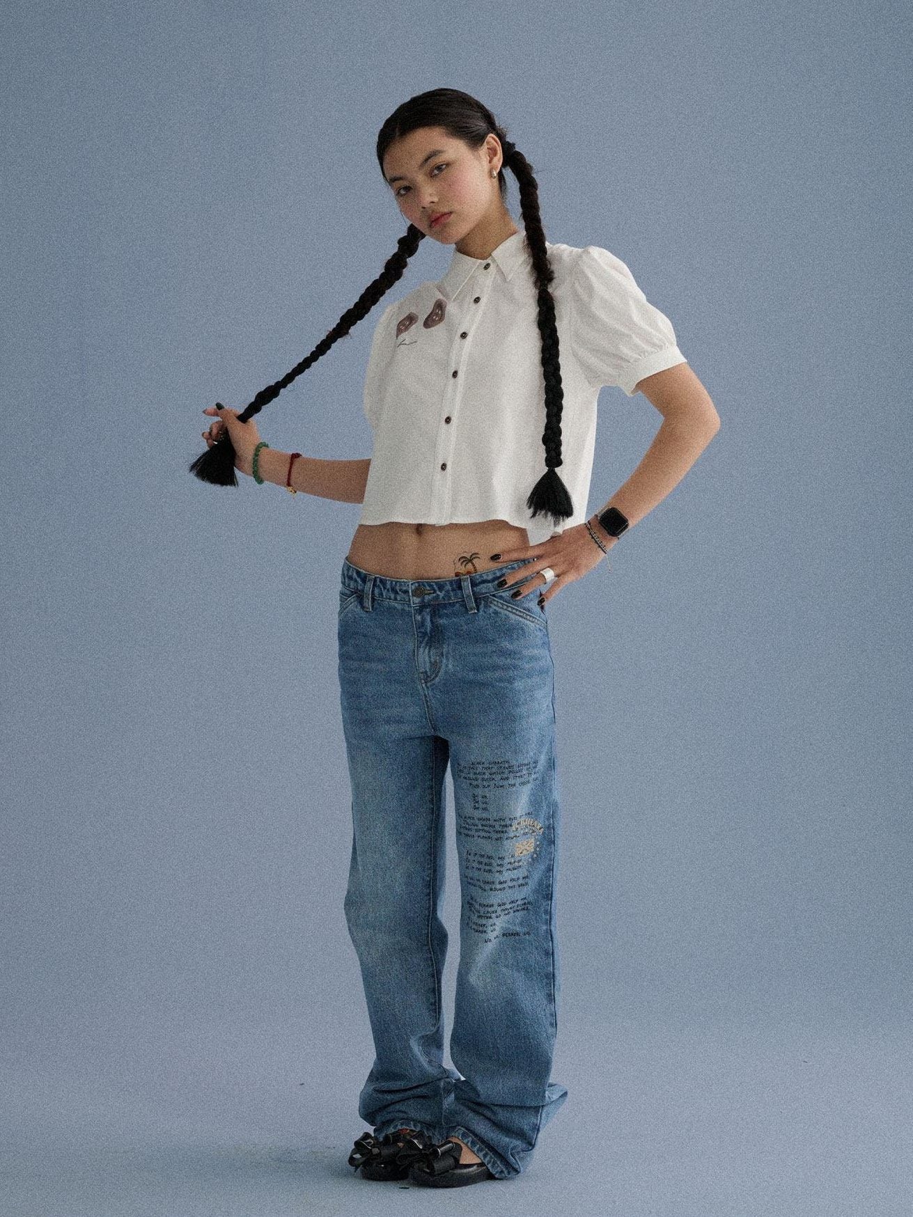 Achihara 100% Cotton Slim Fit Printed Polo Collar Office Chic Ladies T Shirt Crop Tops