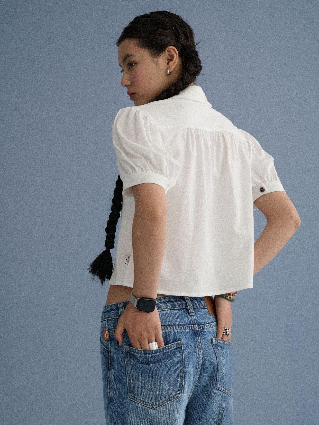 Achihara 100% Cotton Slim Fit Printed Polo Collar Office Chic Ladies T Shirt Crop Tops