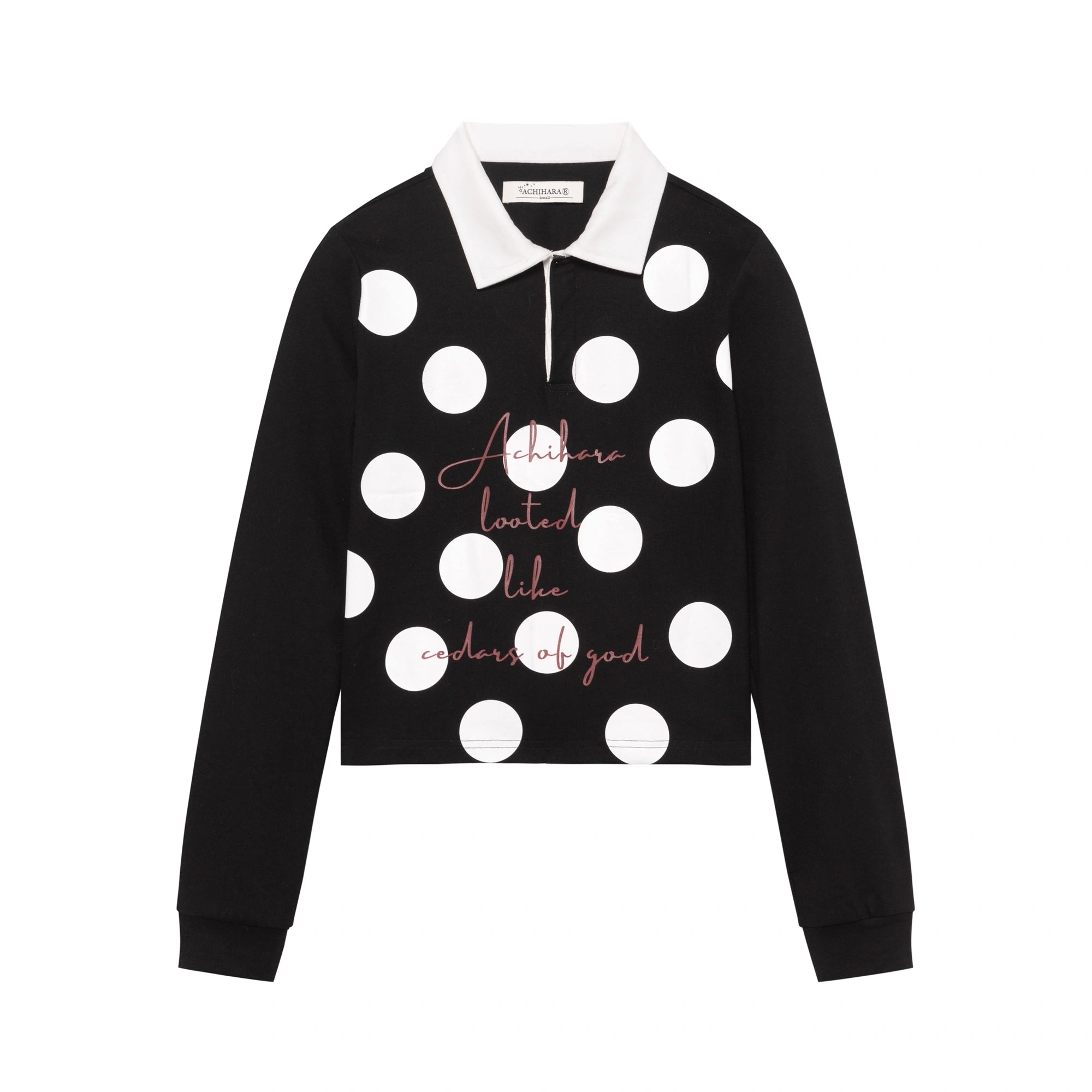 Achihara_100_Percent_Cotton_Polka_Dot_Long_Sleeve_Polo_Collar_Women_Straight_Fit_T-Shirt_MISSTT