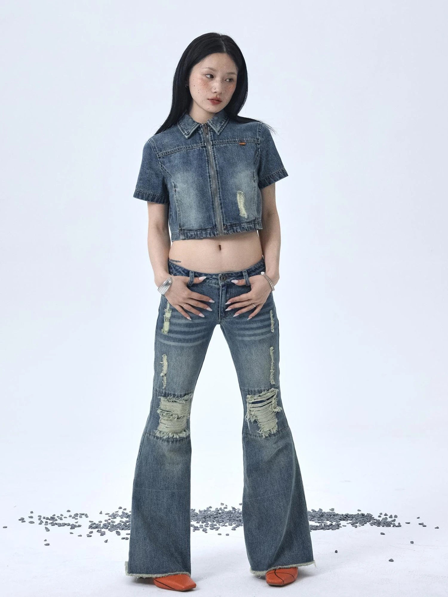 1988 Vintage Distressed Denim Jacket With Rivets