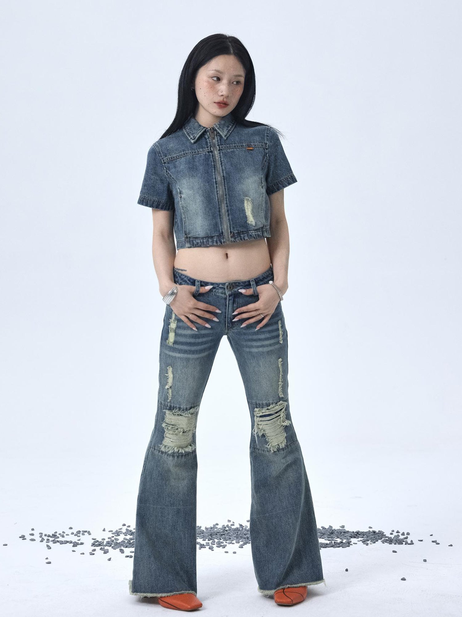Achihara 1988 Vintage Distressed Denim Jacket With Rivets