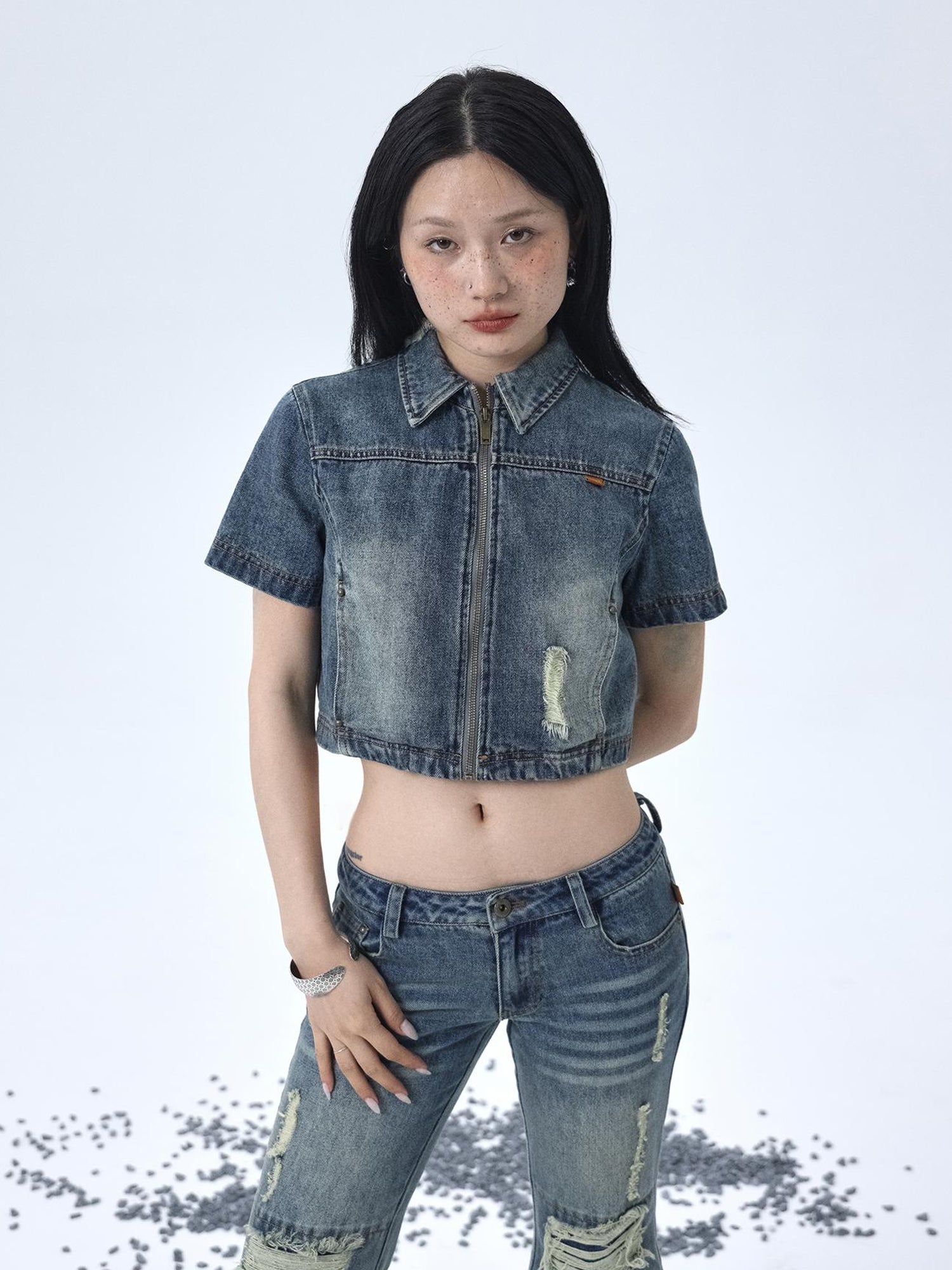 Achihara 1988 Vintage Distressed Denim Jacket With Rivets