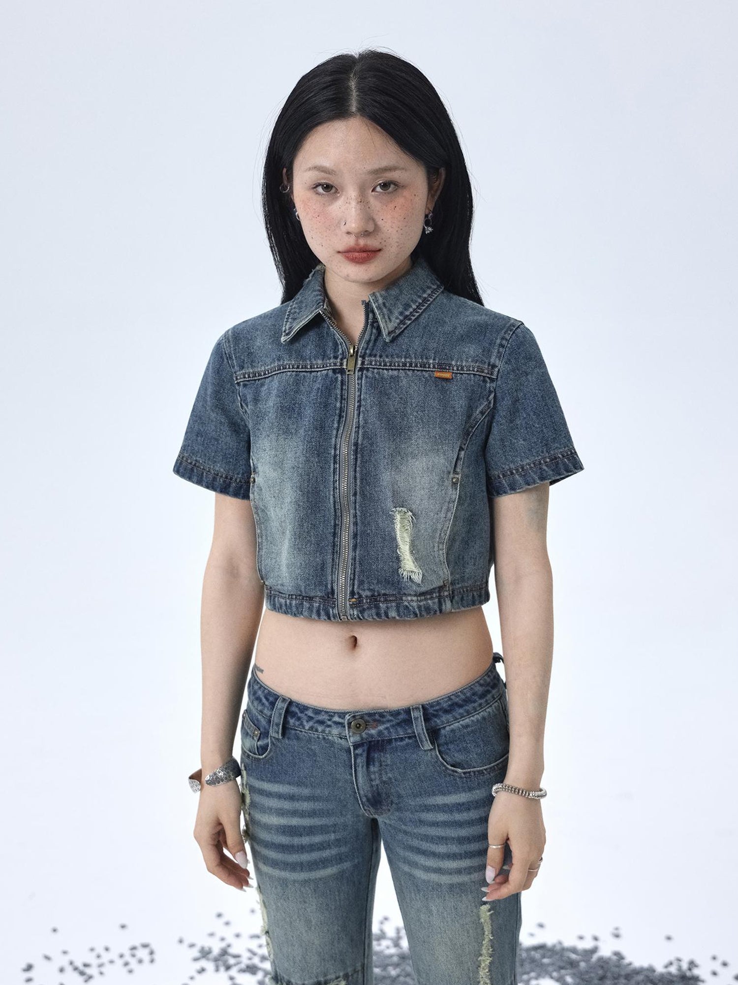 Achihara 1988 Vintage Distressed Denim Jacket With Rivets