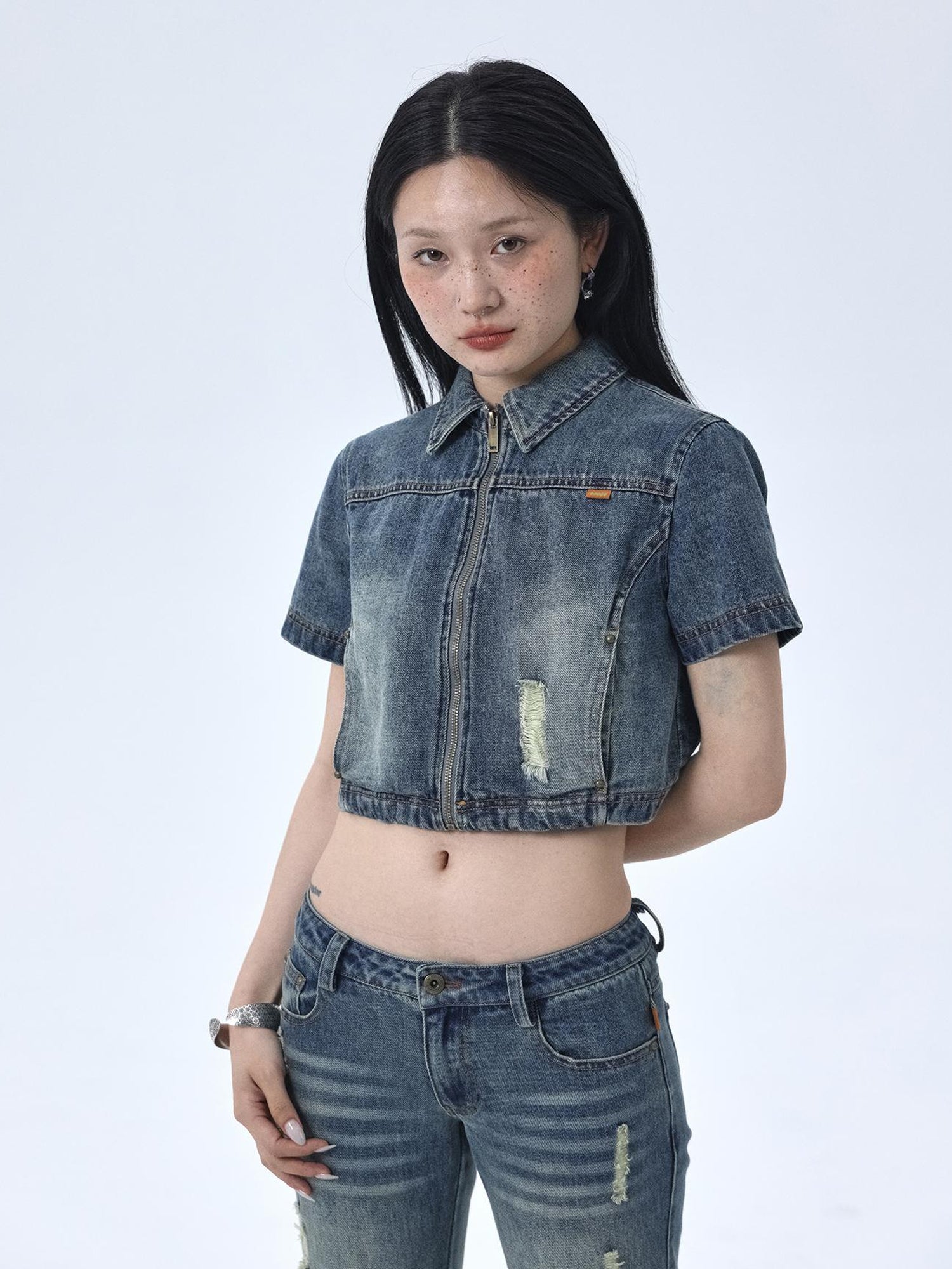 Achihara 1988 Vintage Distressed Denim Jacket With Rivets