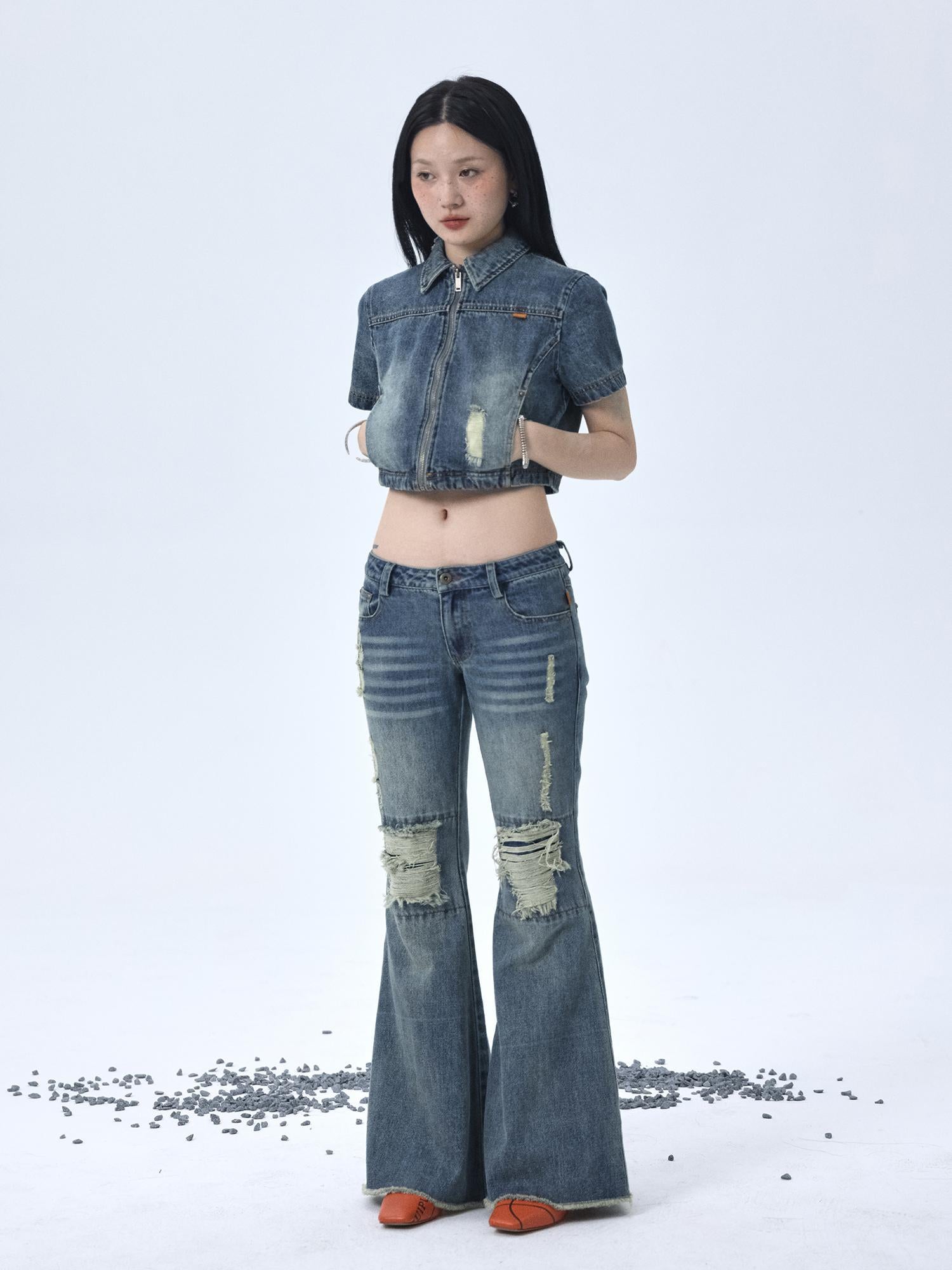 Achihara 1988 Vintage Distressed Denim Jacket With Rivets