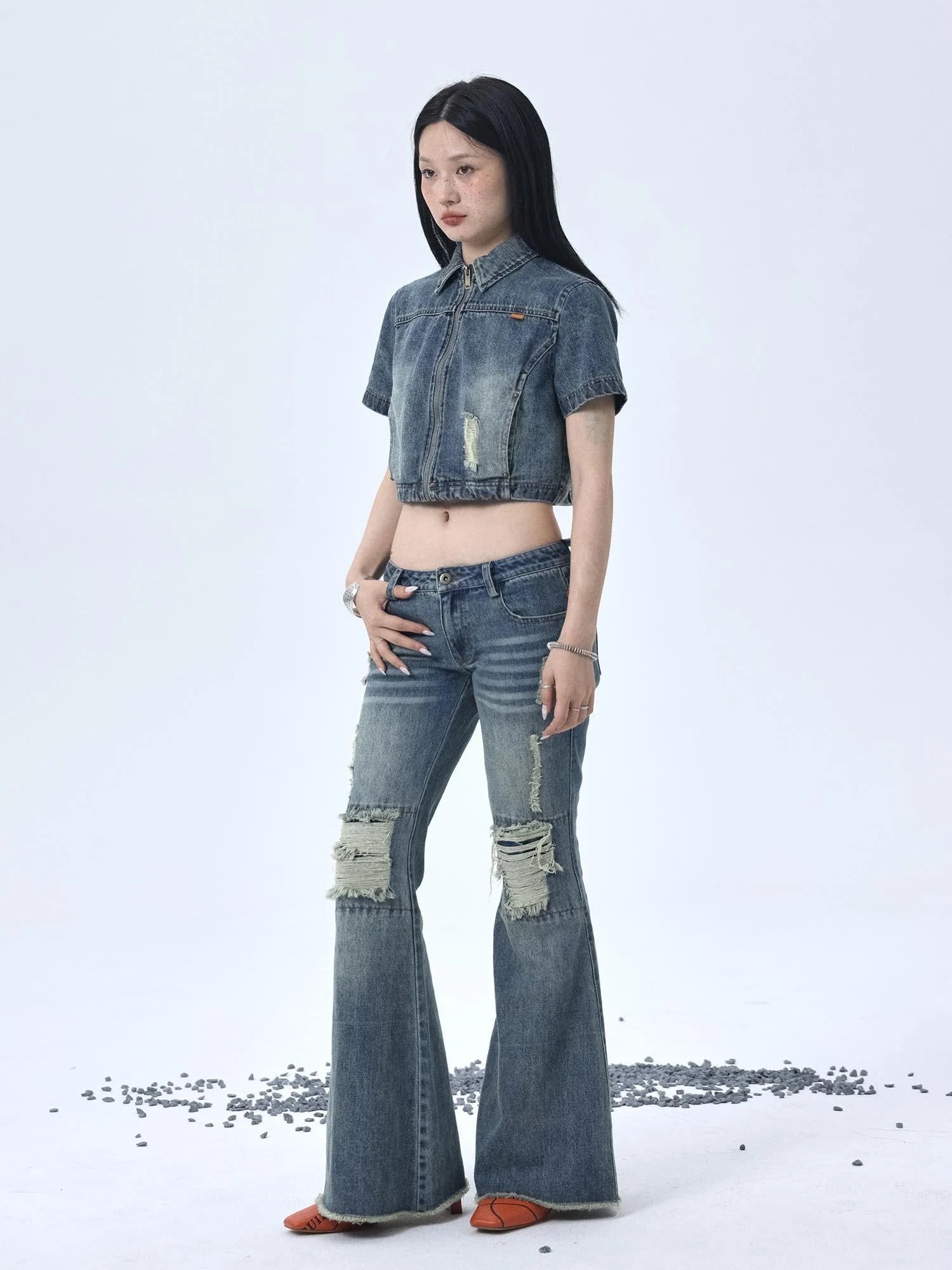 1988 Vintage Distressed Denim Jacket With Rivets