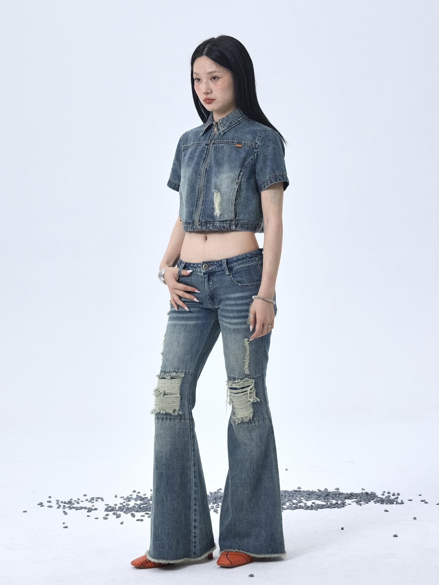 Achihara 1988 Vintage Distressed Denim Jacket With Rivets