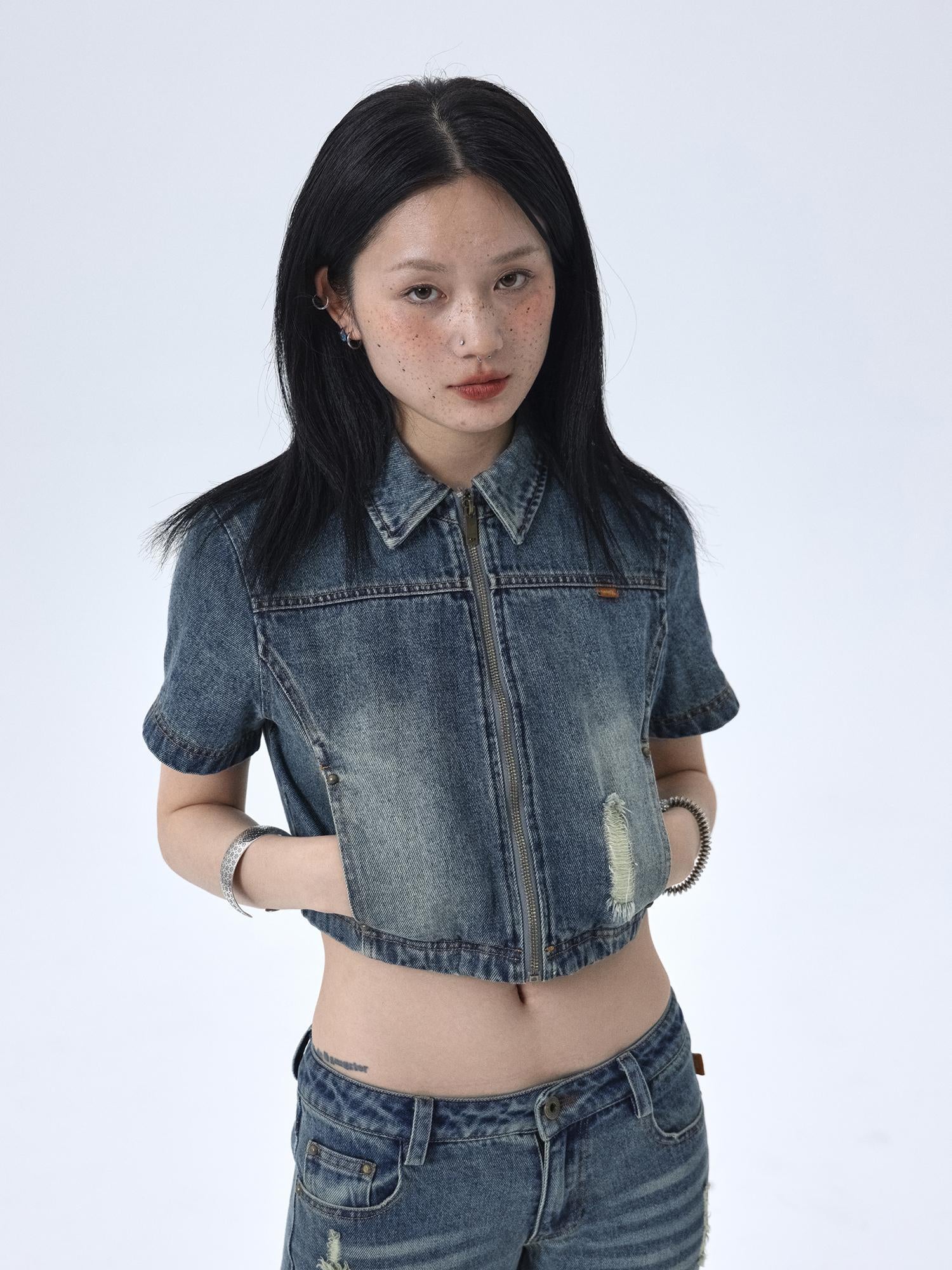 Achihara 1988 Vintage Distressed Denim Jacket With Rivets