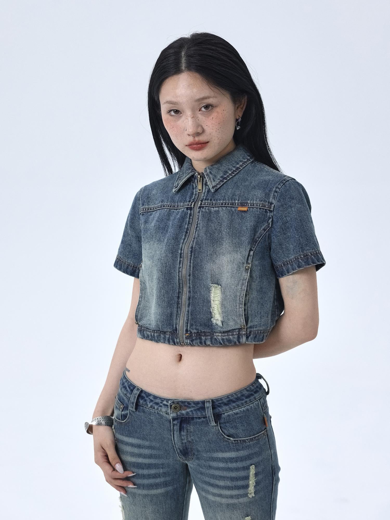 Achihara 1988 Vintage Distressed Denim Jacket With Rivets