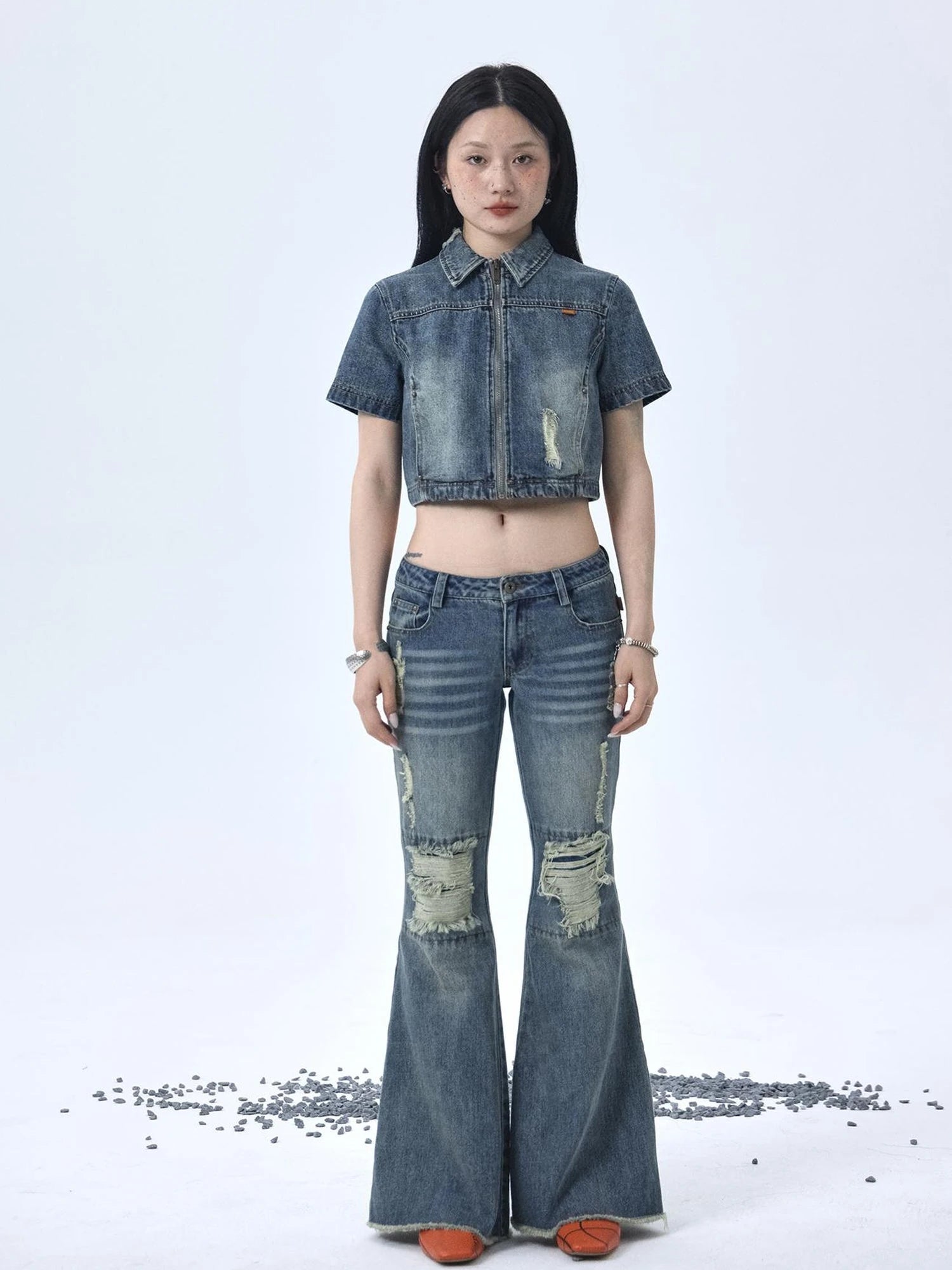 1988 Vintage Distressed Denim Jacket With Rivets