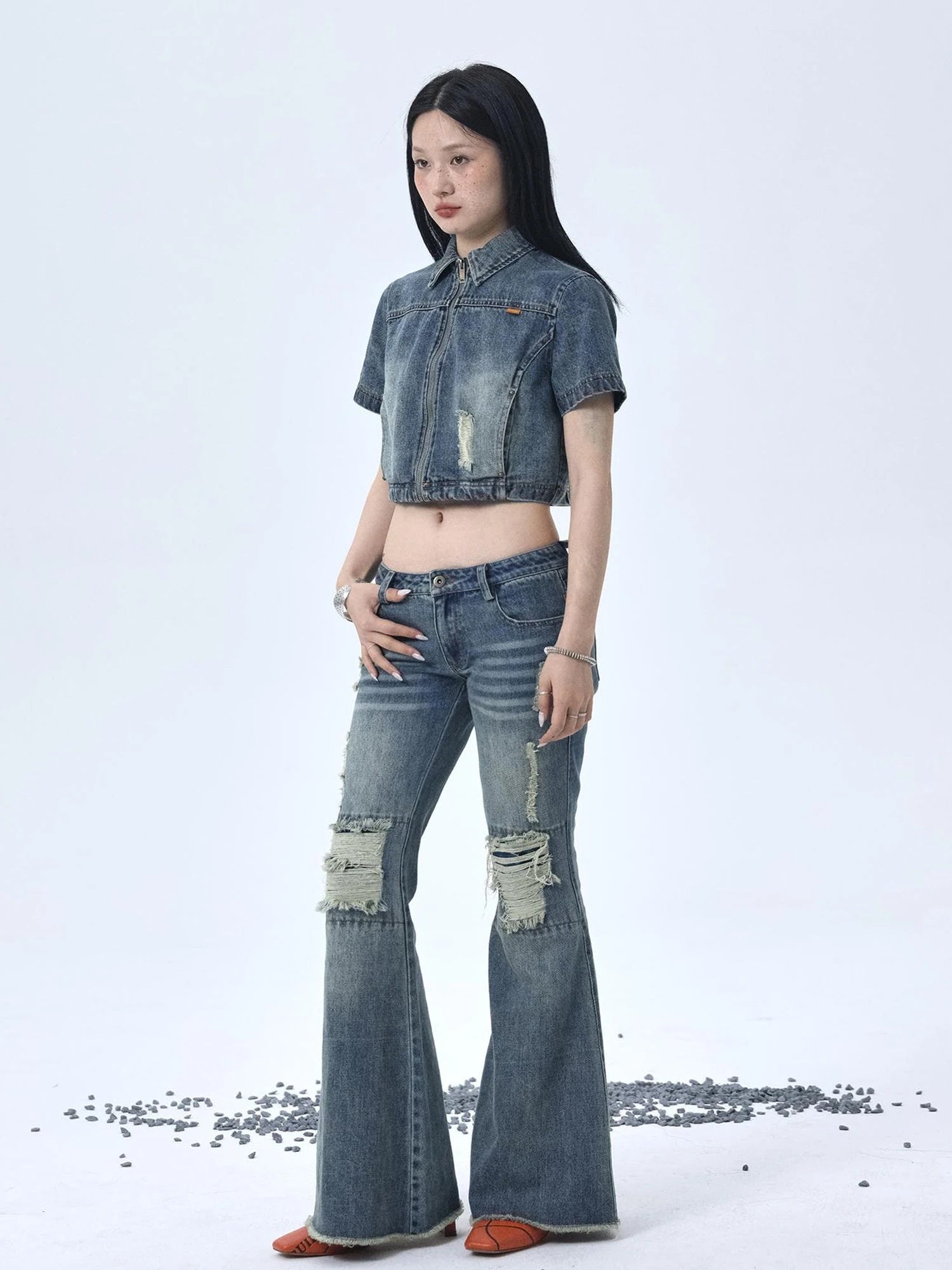 1988 Vintage Distressed Denim Jacket With Rivets