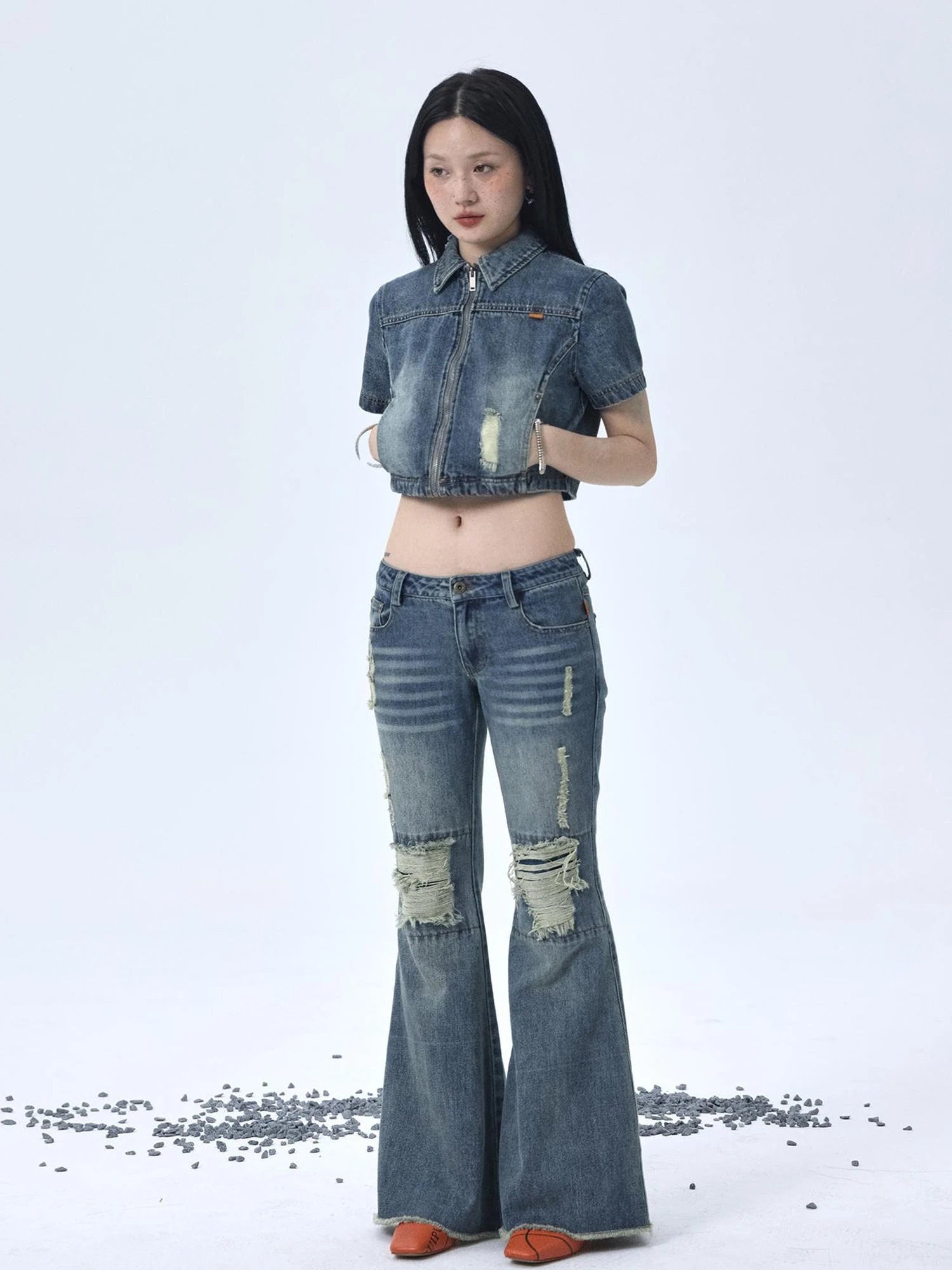 1988 Vintage Distressed Denim Jacket With Rivets