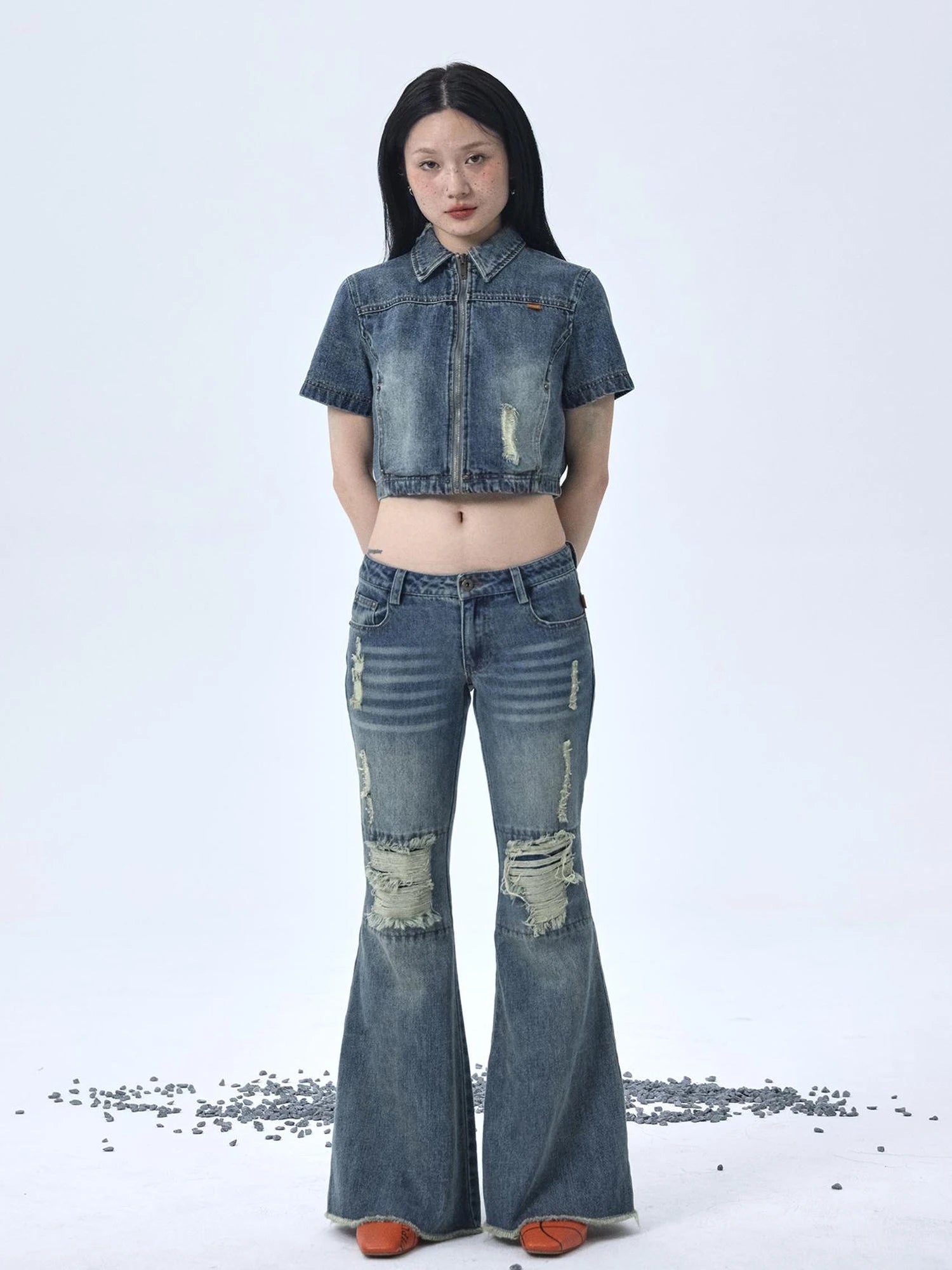 1988 Vintage Distressed Denim Jacket With Rivets