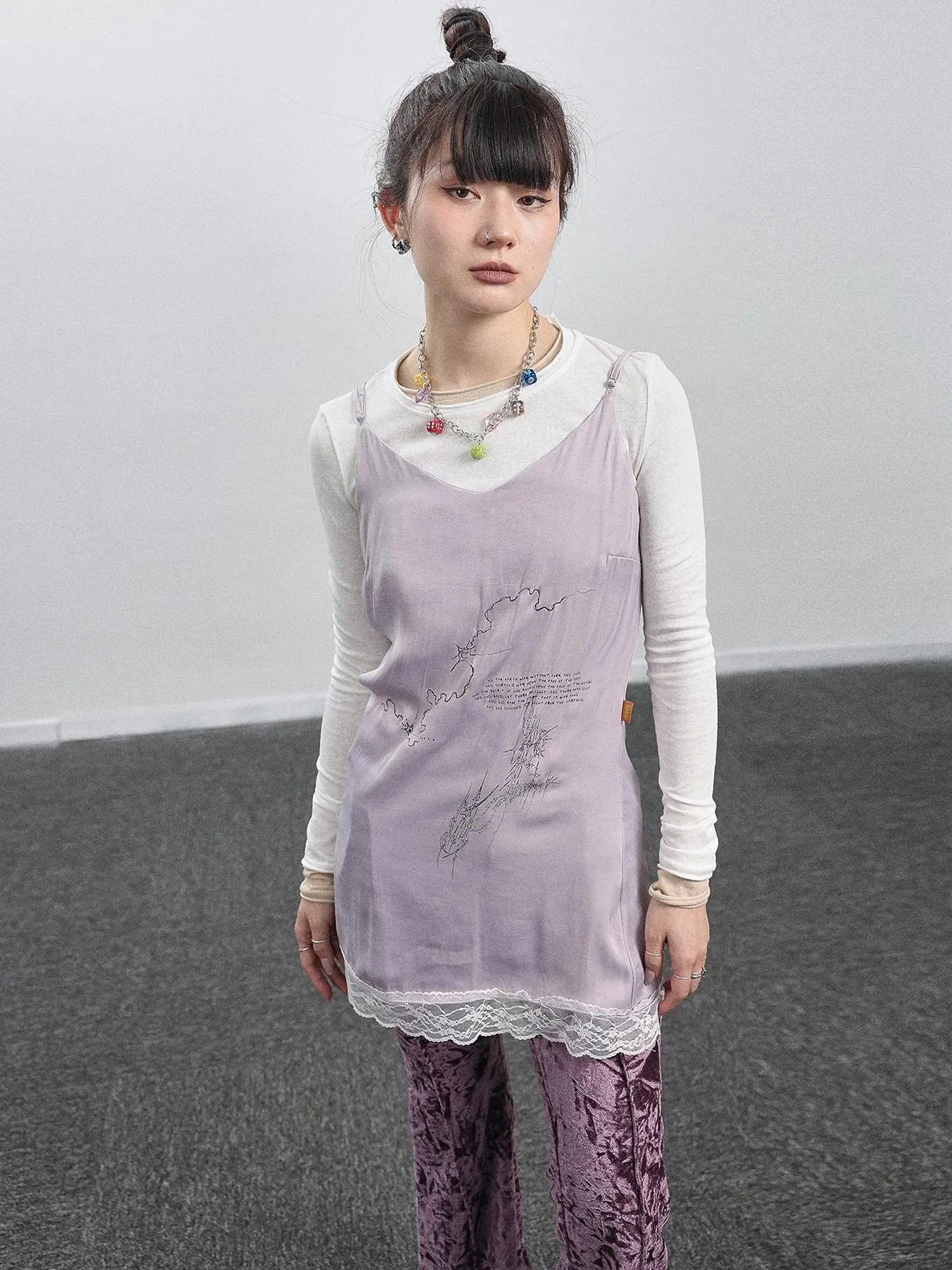 Absurd Lust Slip Dress V-neck T-shirt Long-Sleeve