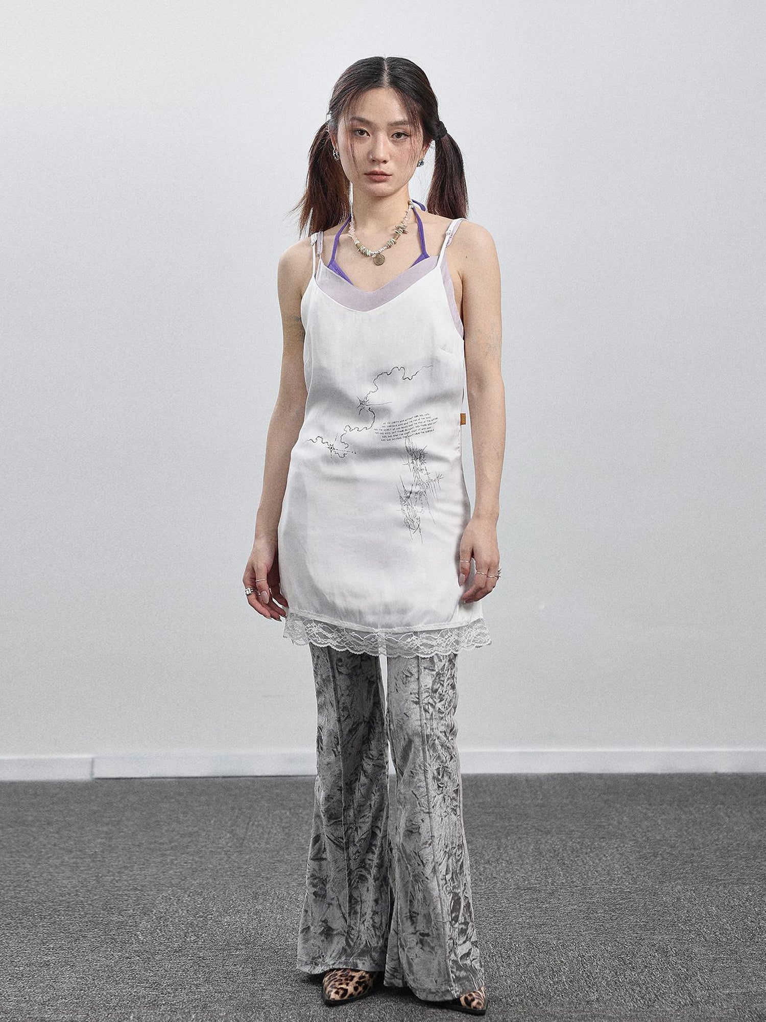 Achihara Absurd Lust Slip Dress V-neck T-shirt Long-Sleeve