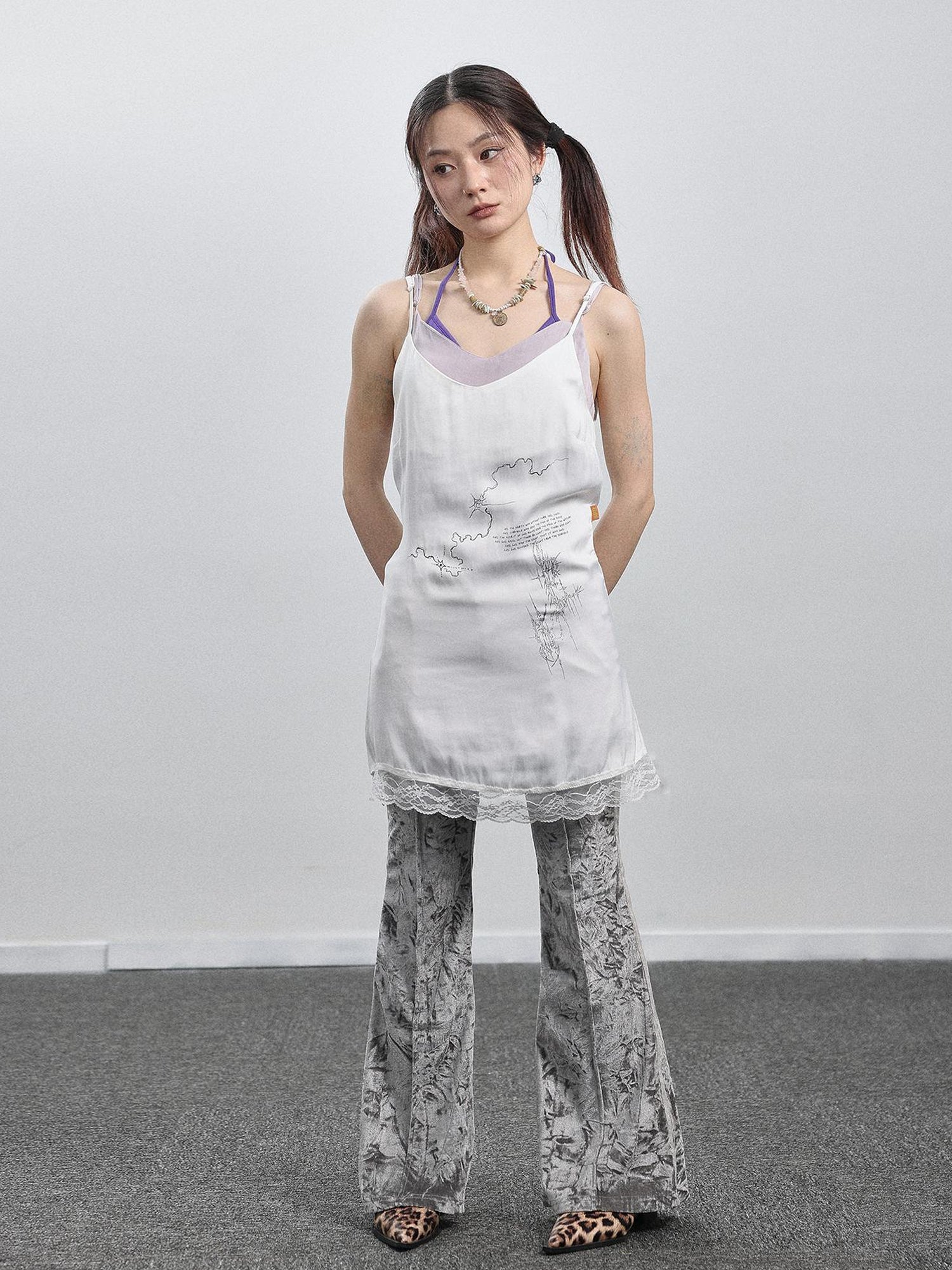 Achihara Absurd Lust Slip Dress V-neck T-shirt Long-Sleeve