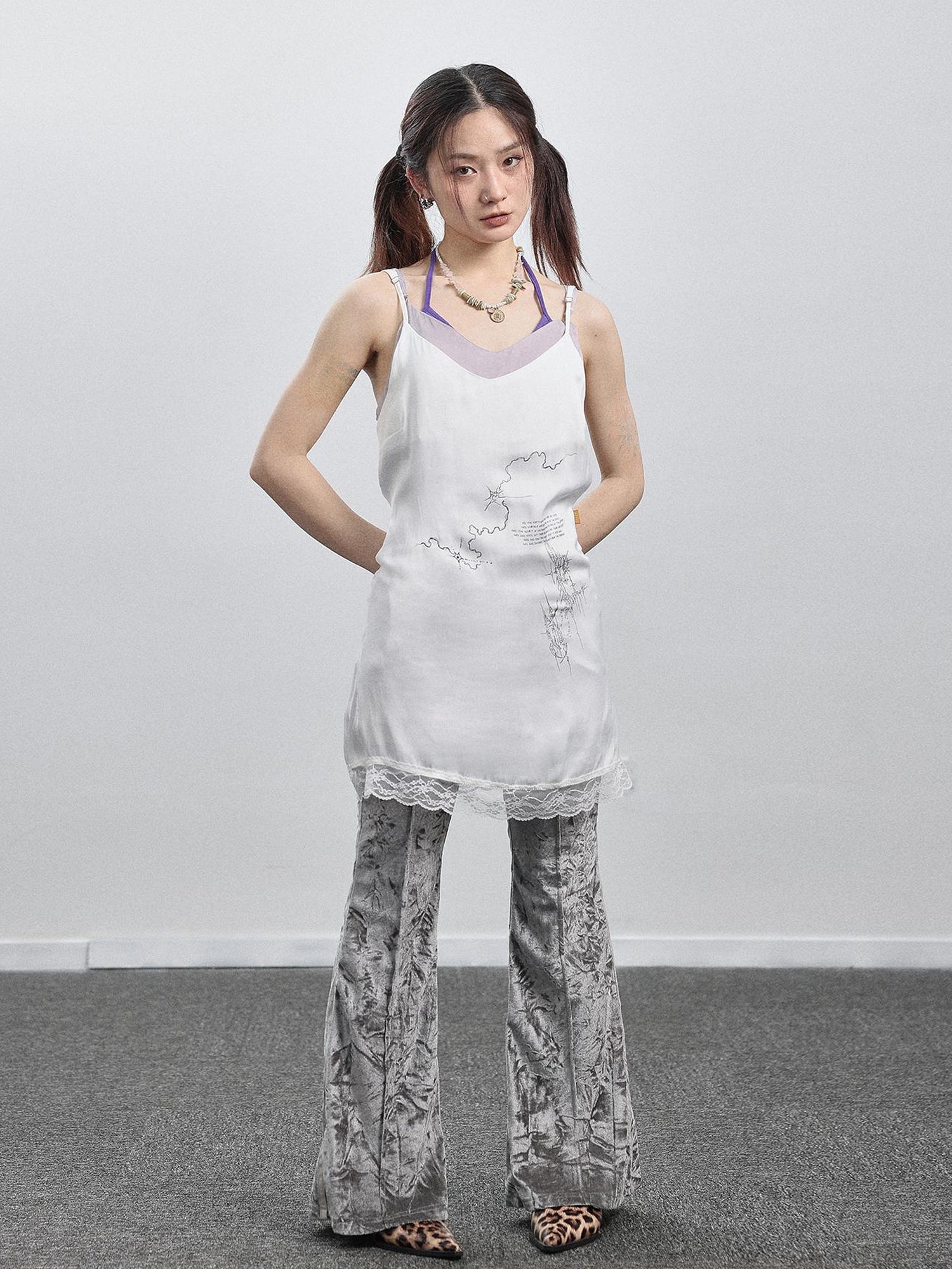 Achihara Absurd Lust Slip Dress V-neck T-shirt Long-Sleeve