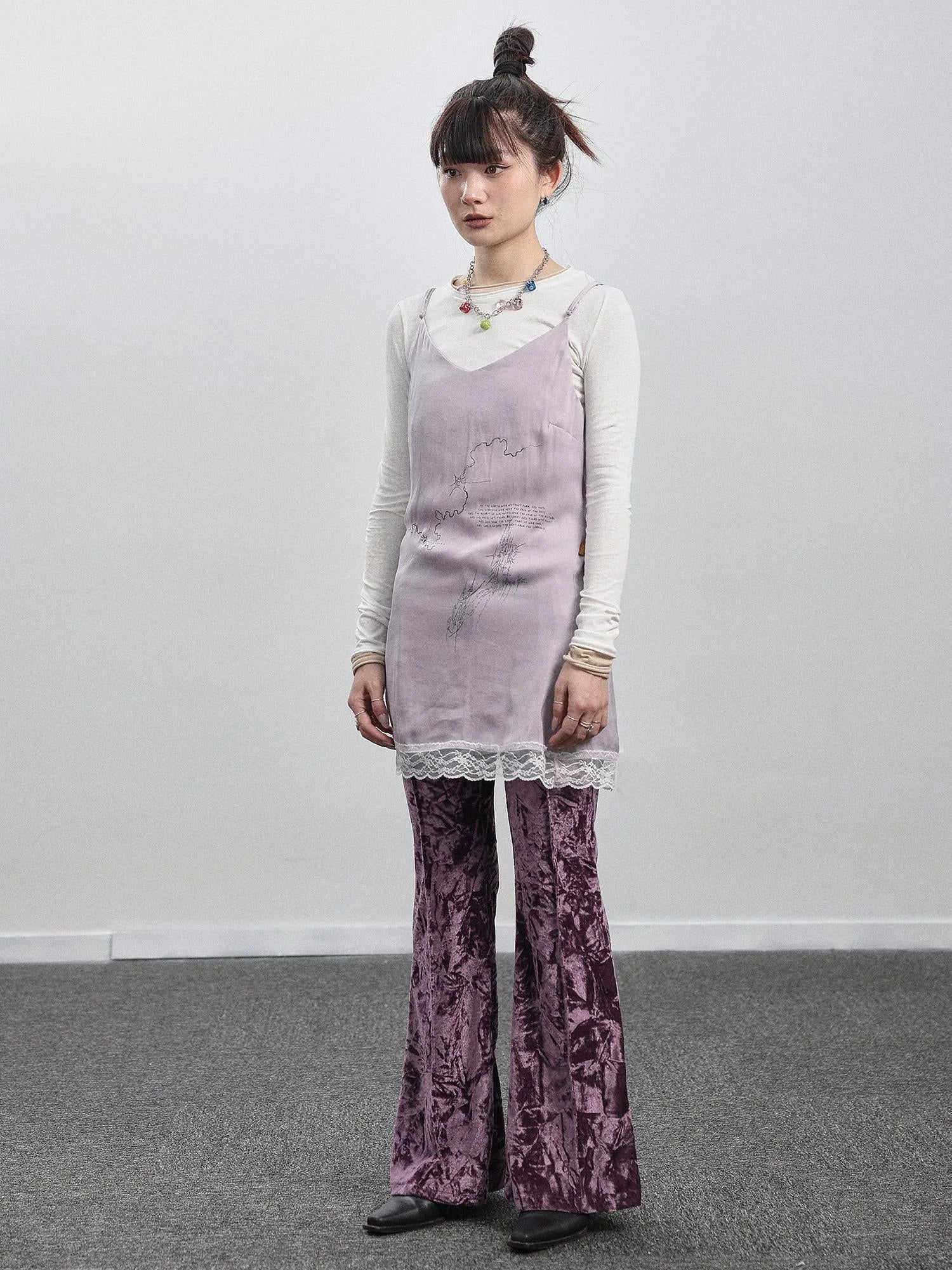 Absurd Lust Slip Dress V-neck T-shirt Long-Sleeve