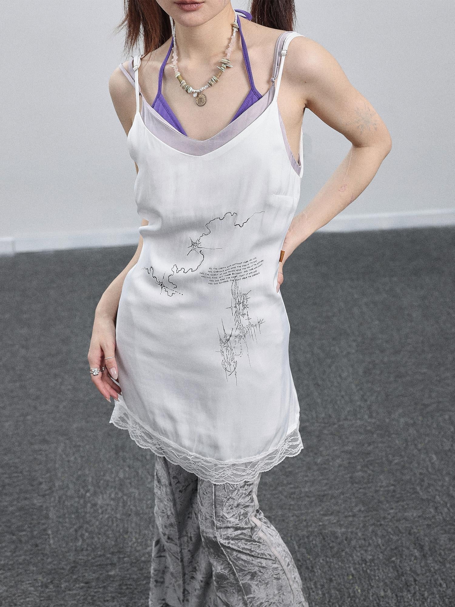Achihara Absurd Lust Slip Dress V-neck T-shirt Long-Sleeve