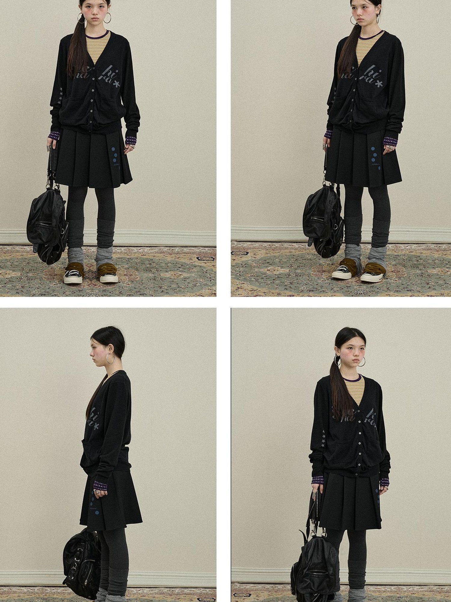 Update Achihara Achihara 2025 Knit Cardigan With Print V-Neck T-Shirt Long-Sleeve