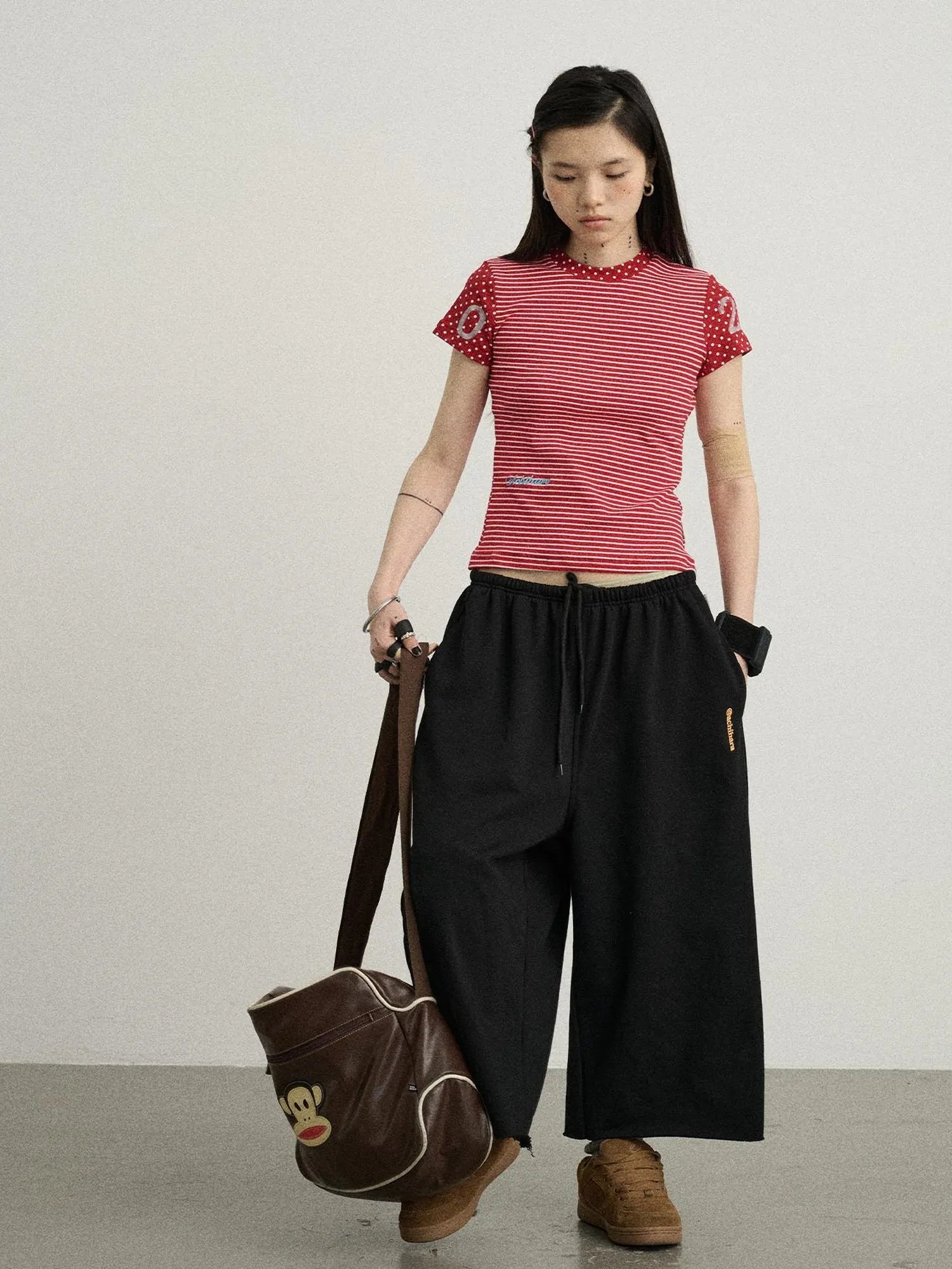 Achihara Distressed Hem Cargo Joggers