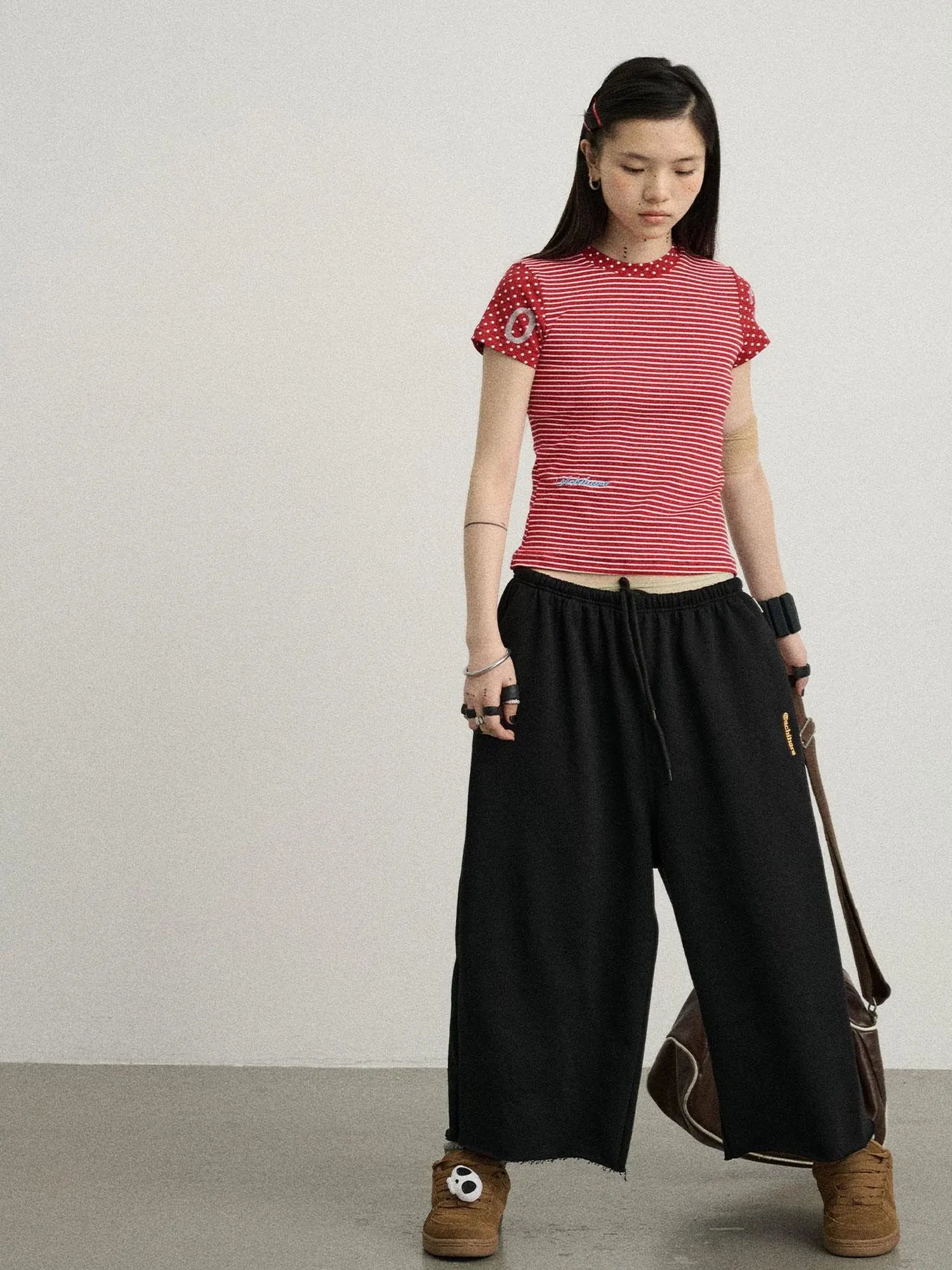 Achihara Distressed Hem Cargo Joggers