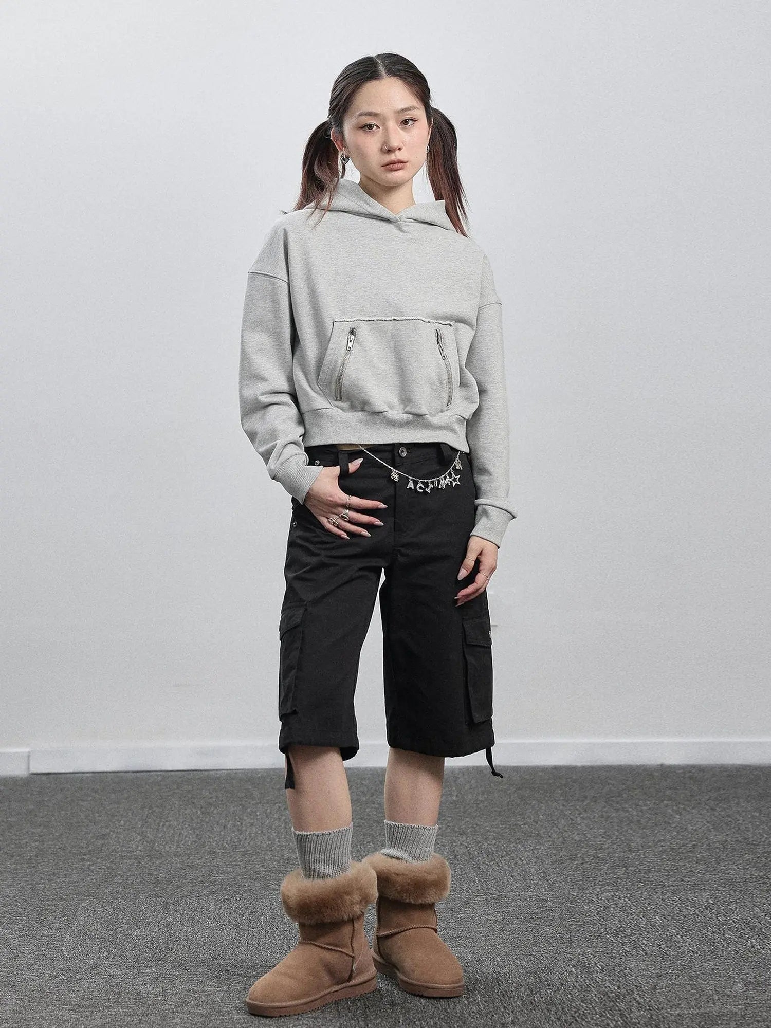 Achihara Hooded Zip Up Sweatshirt & Skirt Set
