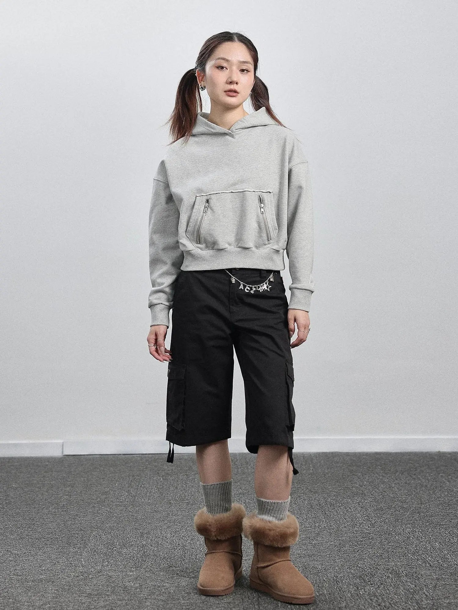 Achihara Hooded Zip Up Sweatshirt & Skirt Set