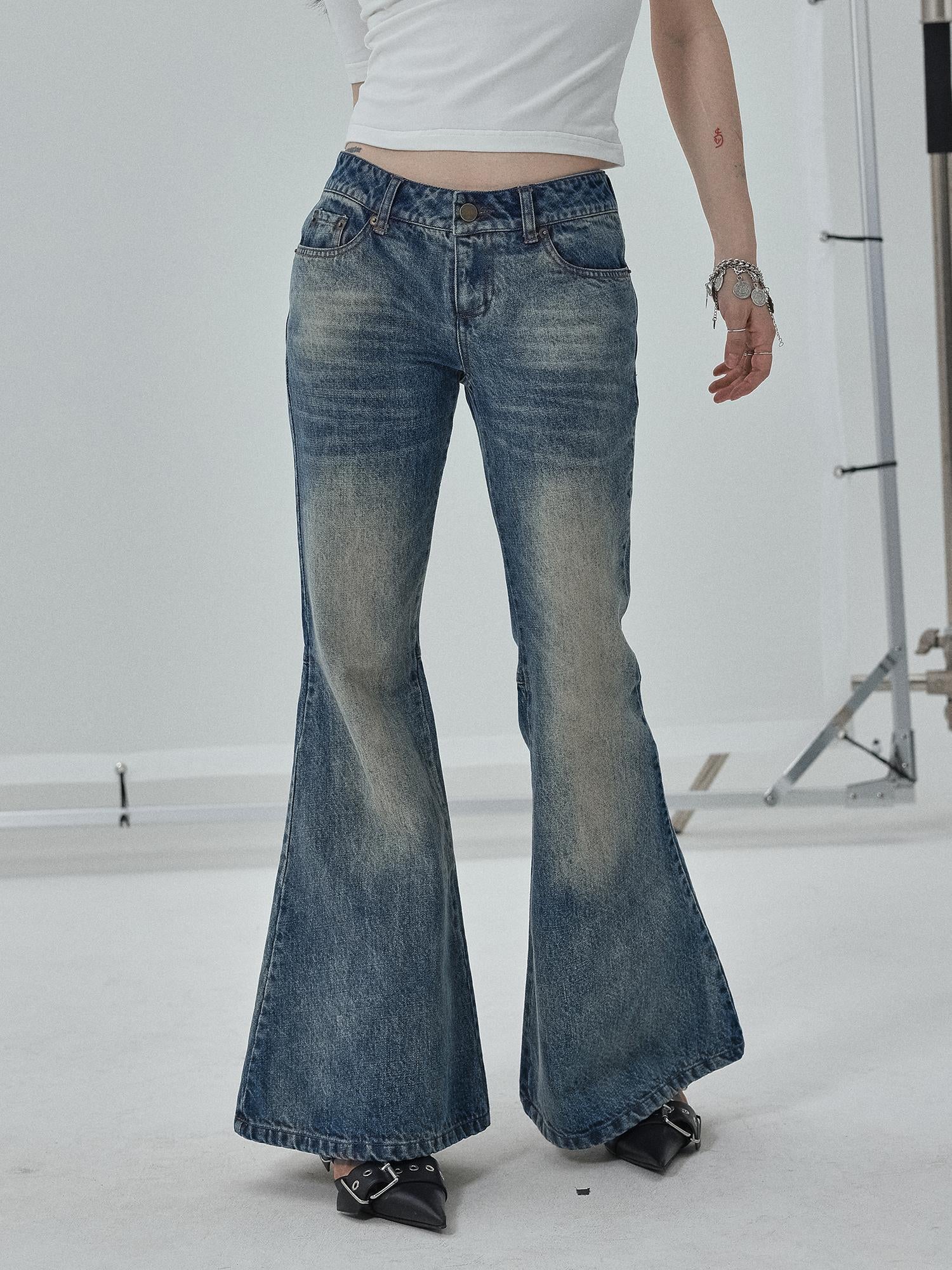 Achihara Achihara Low Rise Flared Wide Leg Jeans